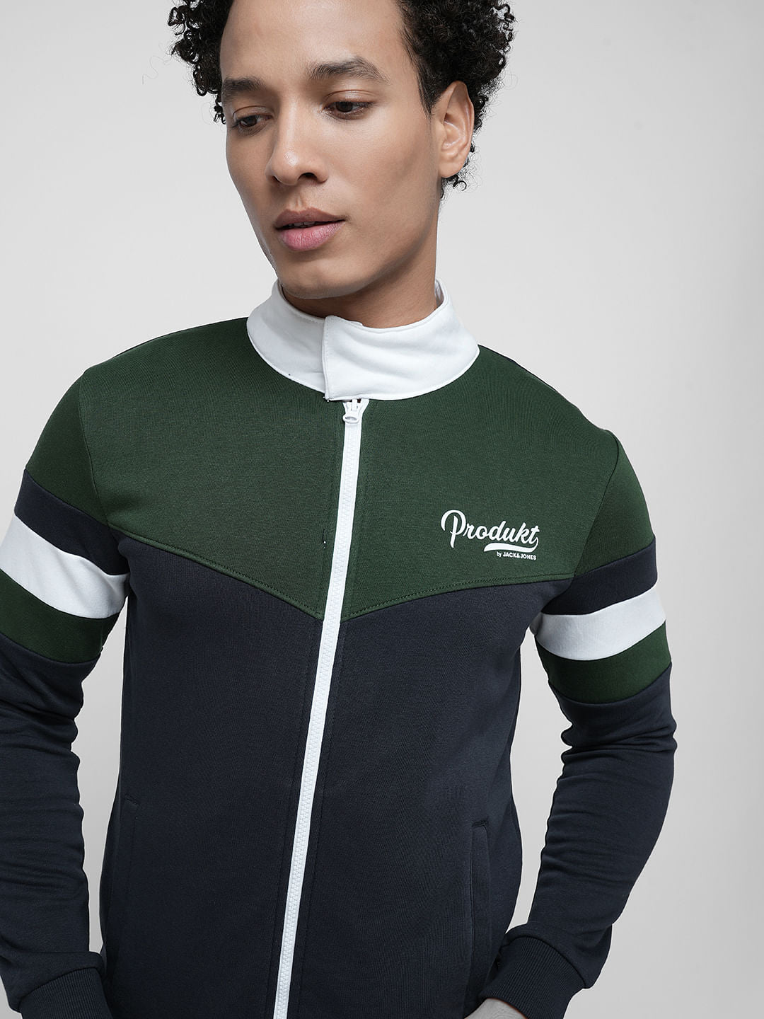 PRODUKT by JACK&JONES Blue Colourblocked Zip-Up Sweatshirt