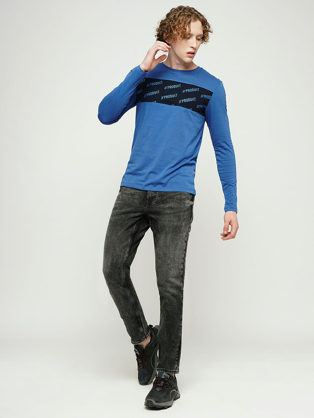 PRODUKT by JACK&JONES Blue Logo Text Full Sleeves T-shirt
