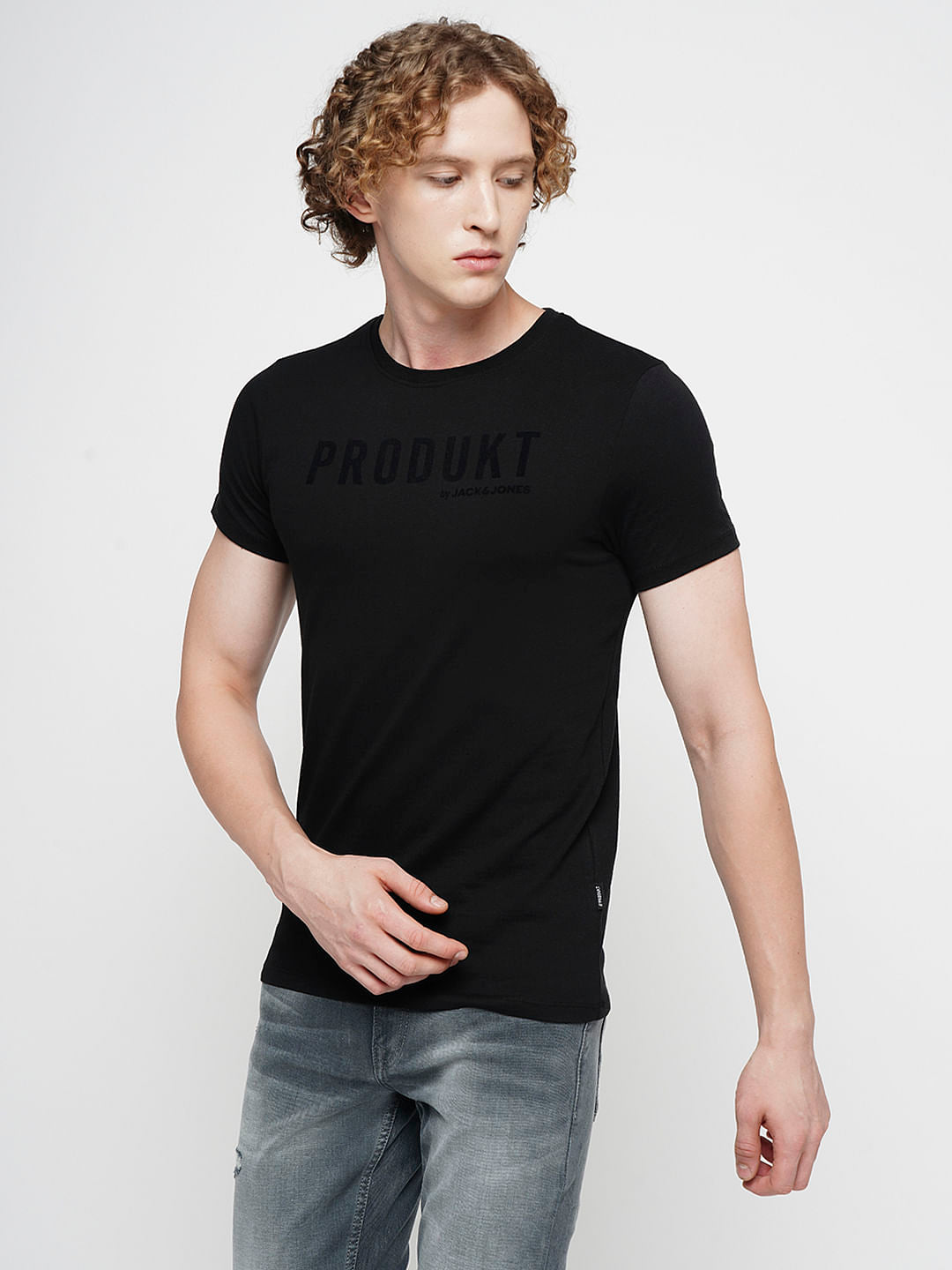 PRODUKT by JACK&JONES Black Logo Text Crew Neck T-shirt