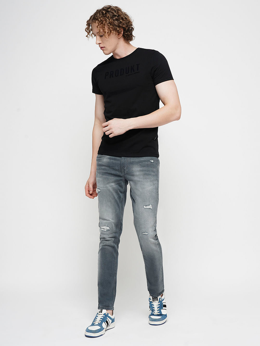 PRODUKT by JACK&JONES Black Logo Text Crew Neck T-shirt