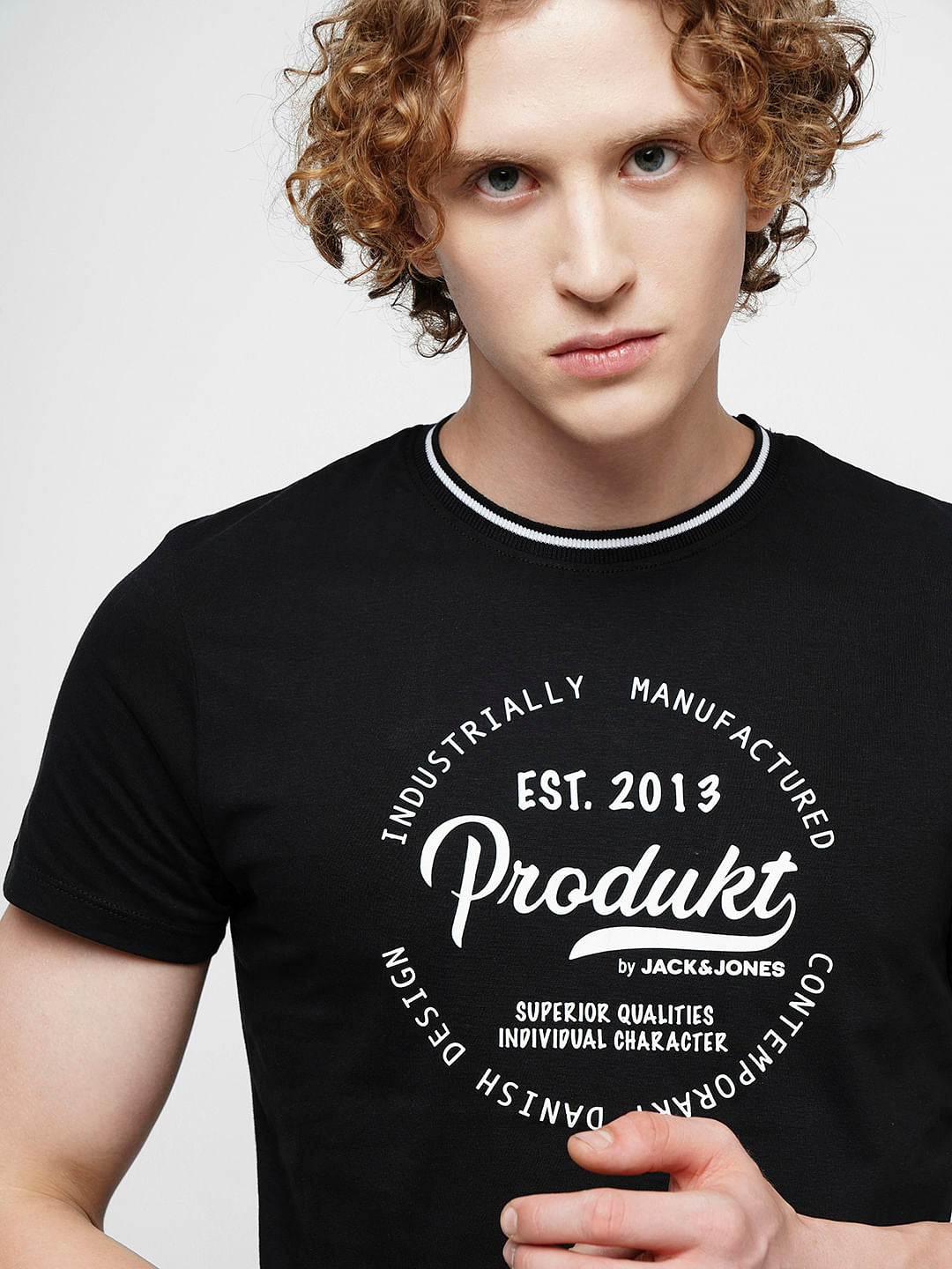 PRODUKT by JACK&JONES Black Logo Text Crew Neck T-shirt