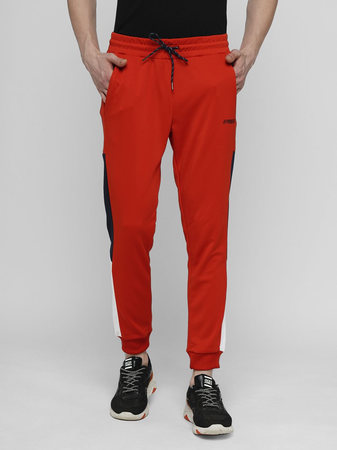 PRODUKT by JACK&JONES Red Mid Rise Cotton Trackpants