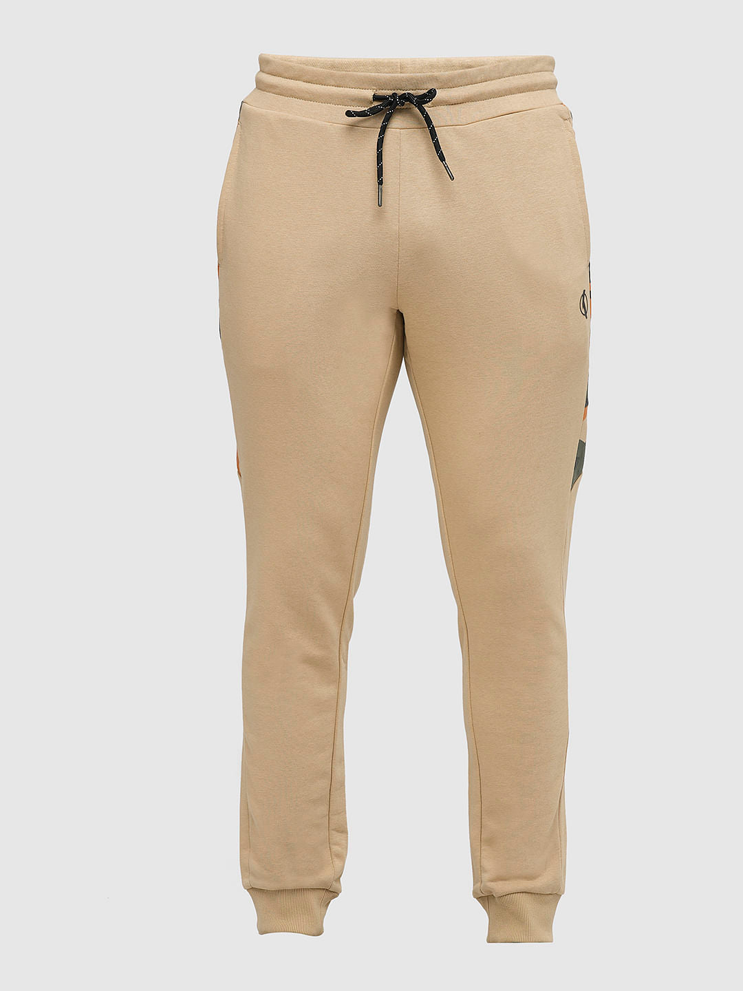 PRODUKT by JACK&JONES Beige Mid Rise Cotton Trackpants