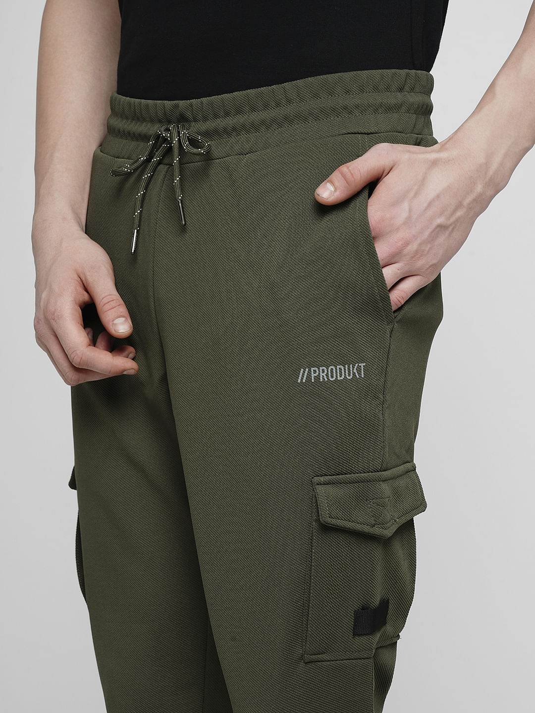 PRODUKT by JACK&JONES Green Mid Rise Pocket Detail Trackpants