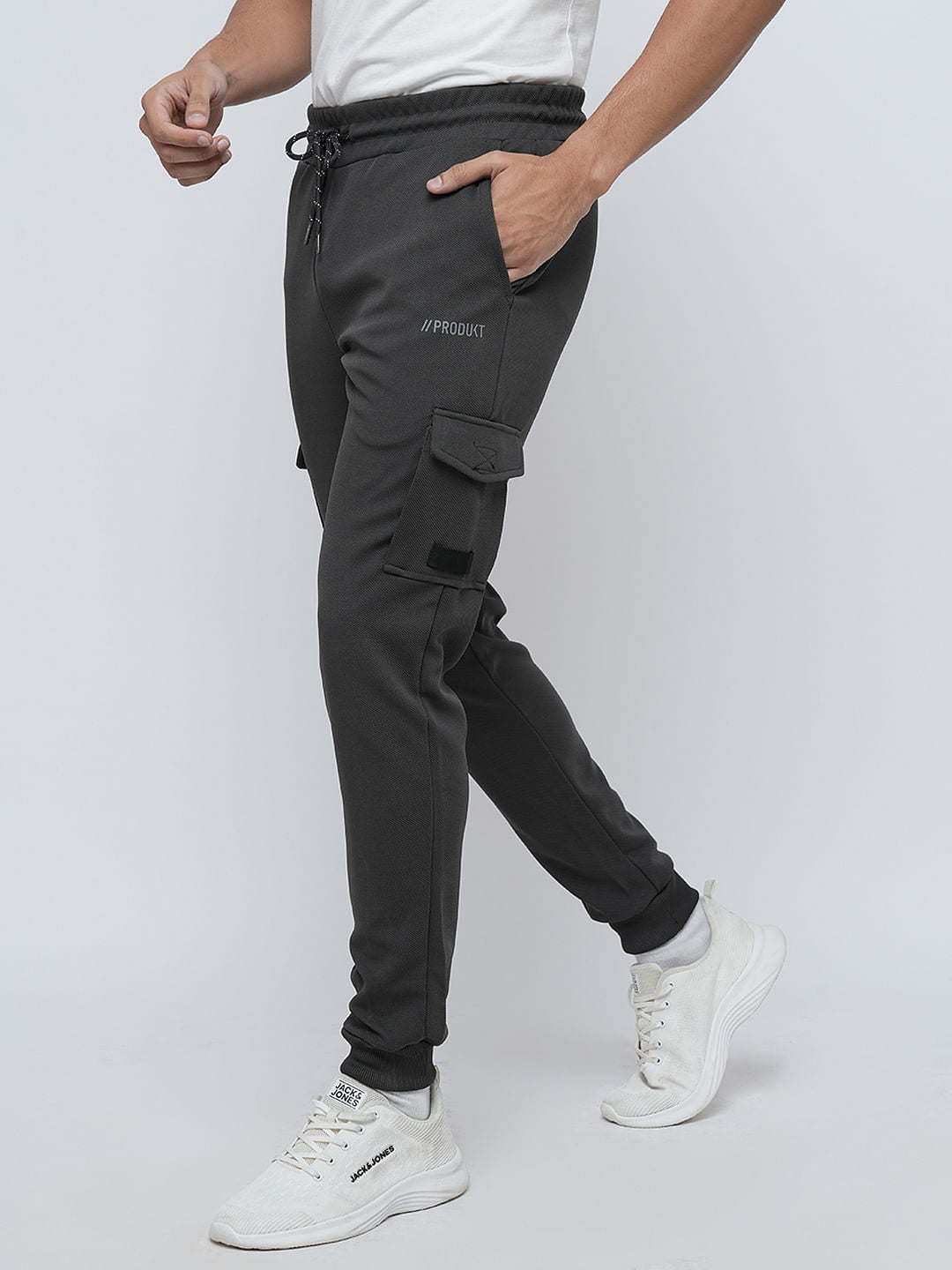 PRODUKT by JACK&JONES Grey Mid Rise Pocket Detail Trackpants