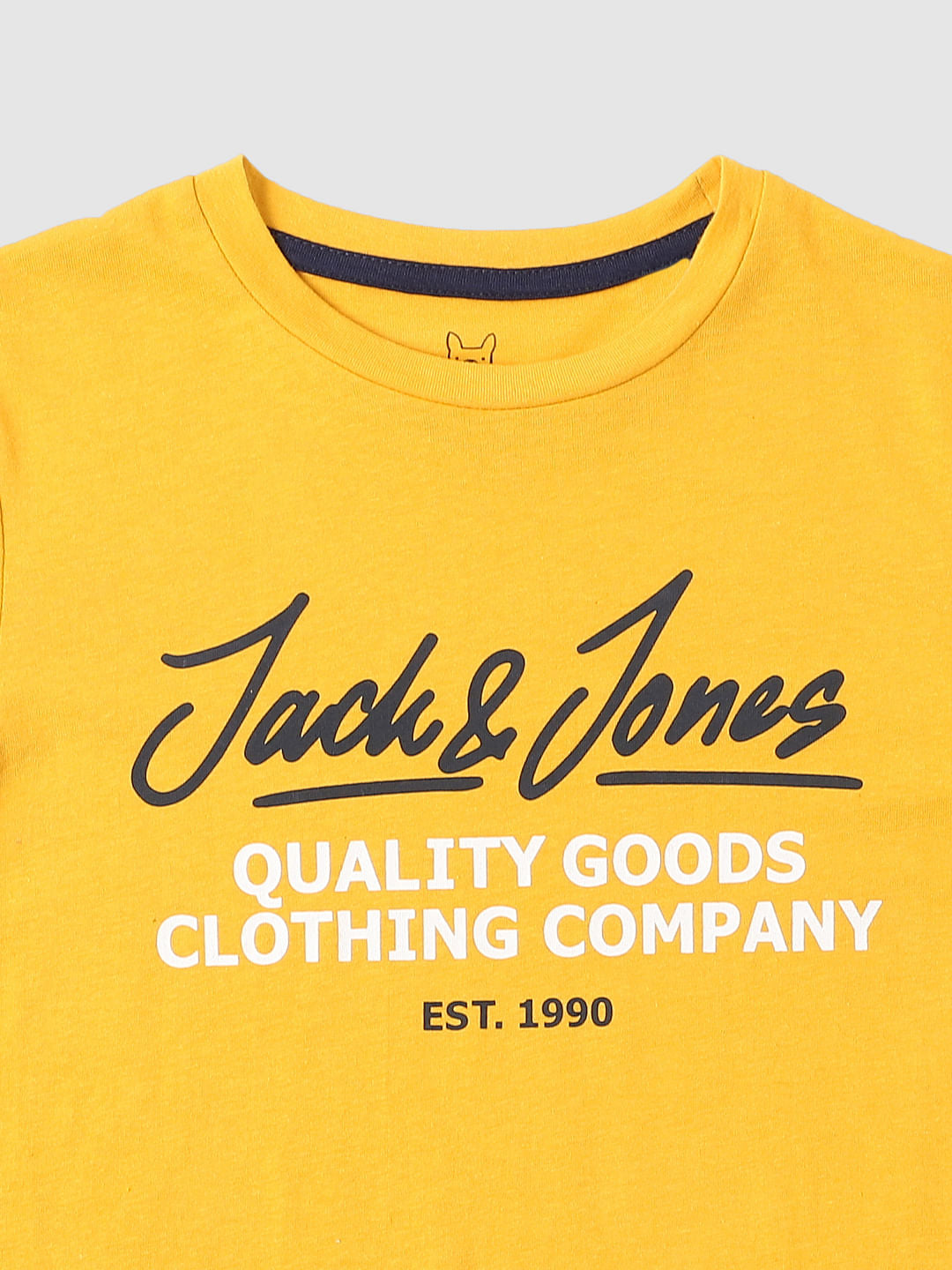 BOYS Yellow Logo Print Full Sleeves T-shirt