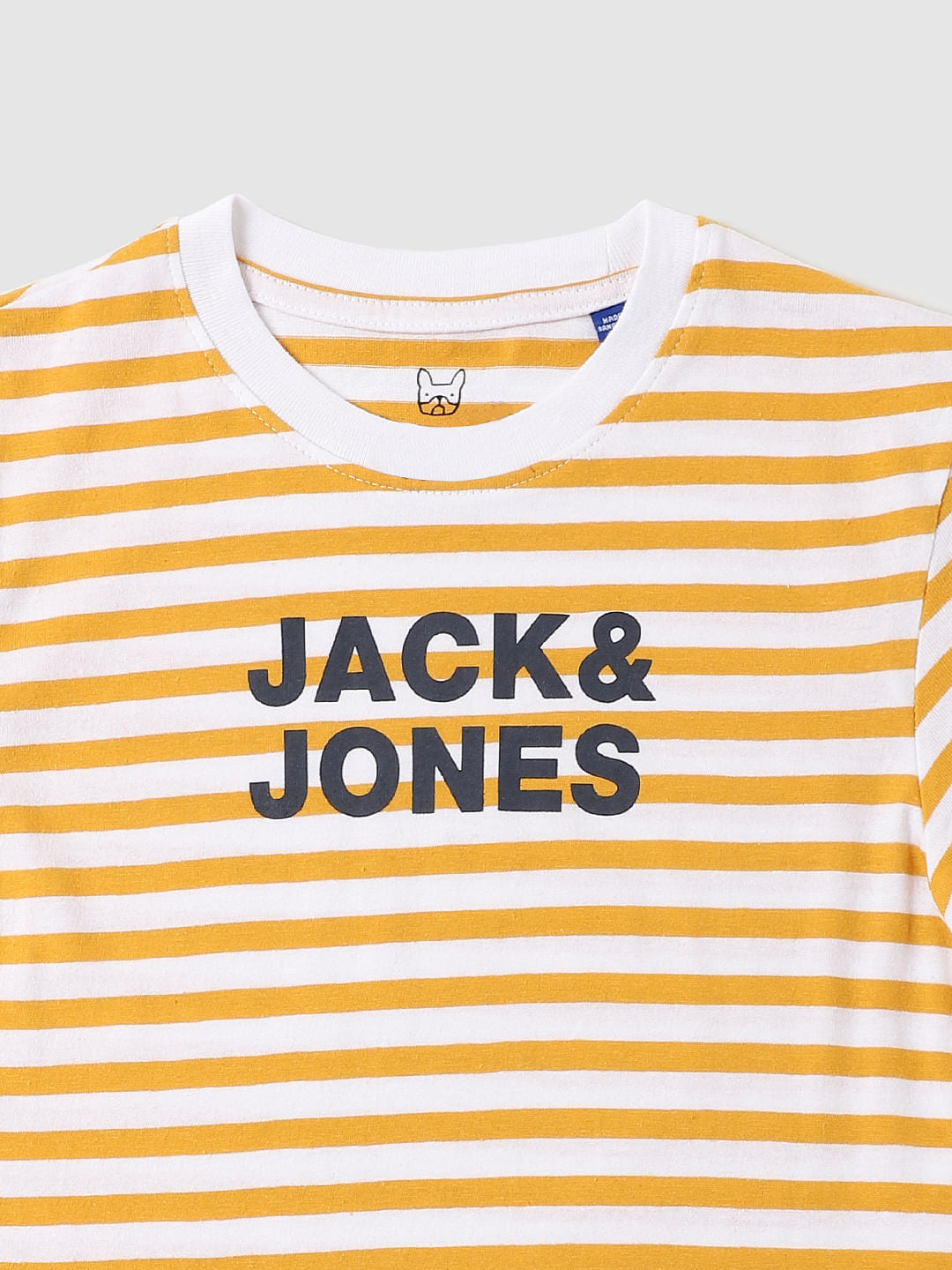 BOYS Yellow Striped Crew Neck T-shirt