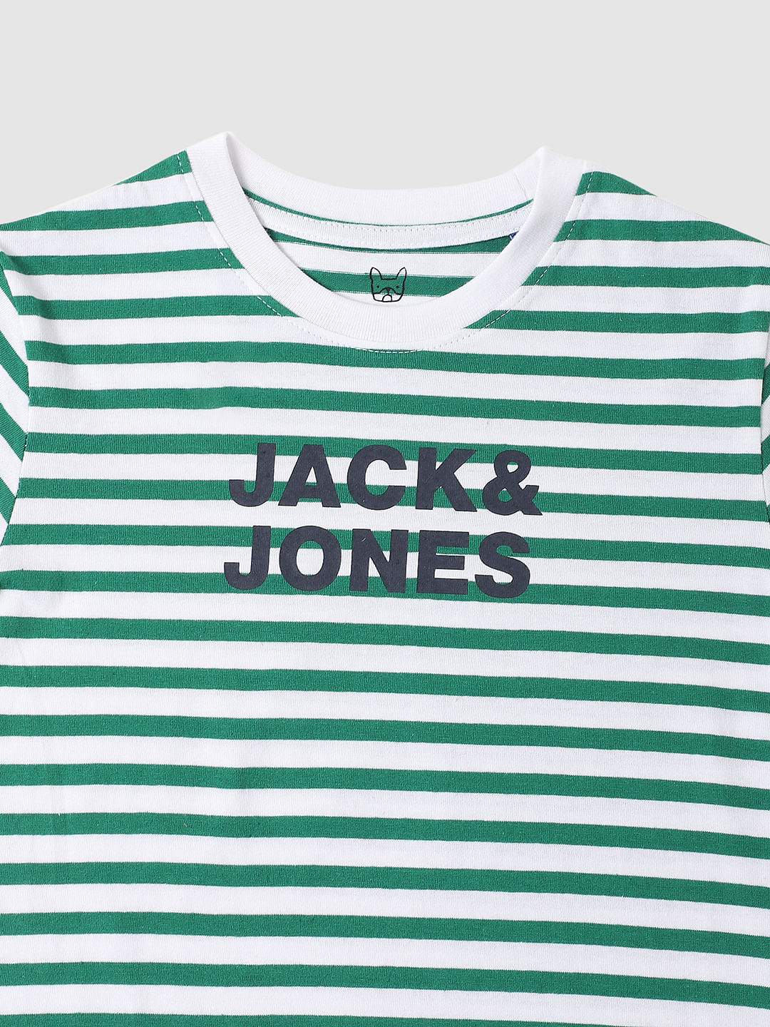 BOYS Green Striped Crew Neck T-shirt