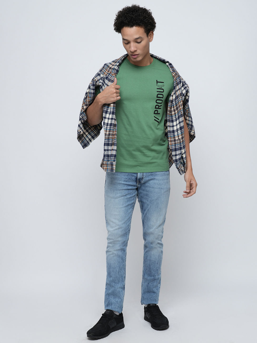 PRODUKT by JACK&JONES Green Logo Text Crew Neck T-shirt