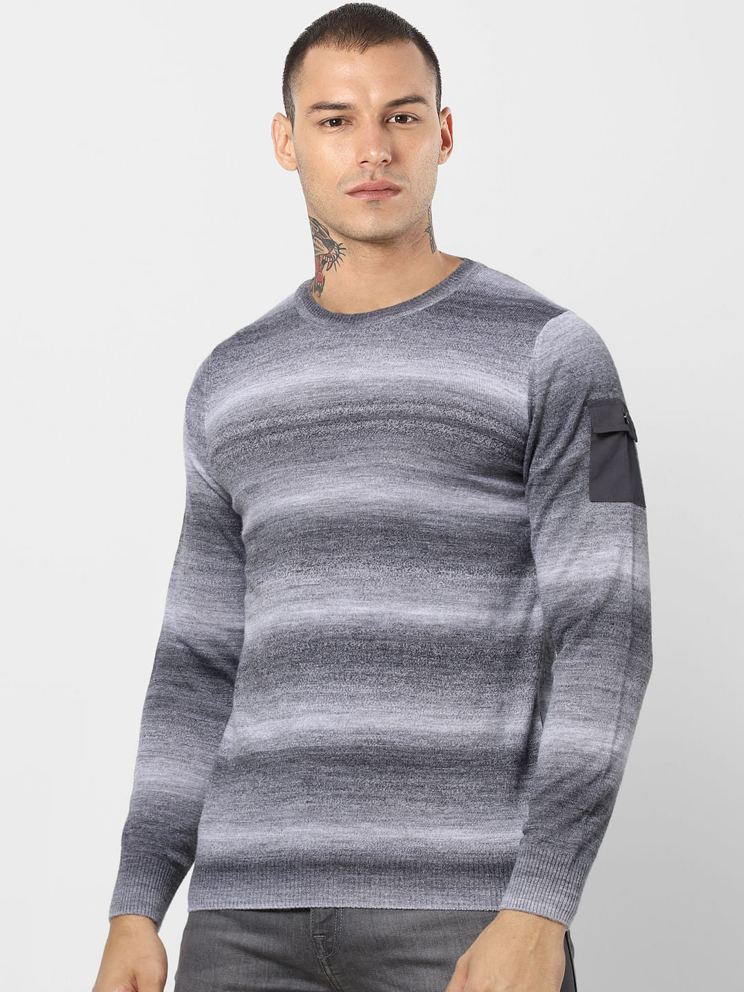 Grey All Over Print Pullover