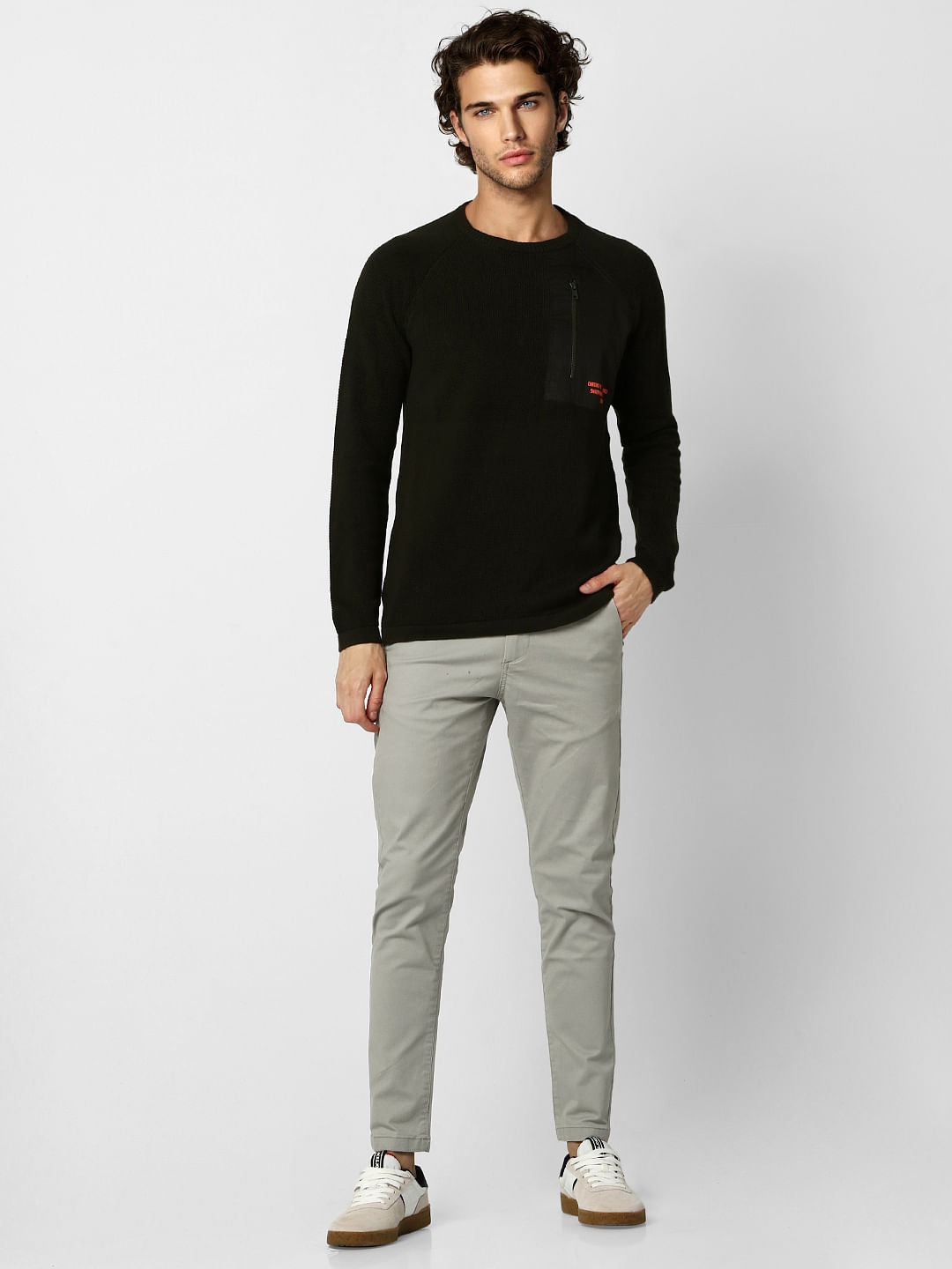 Dark Green Textured Pullover