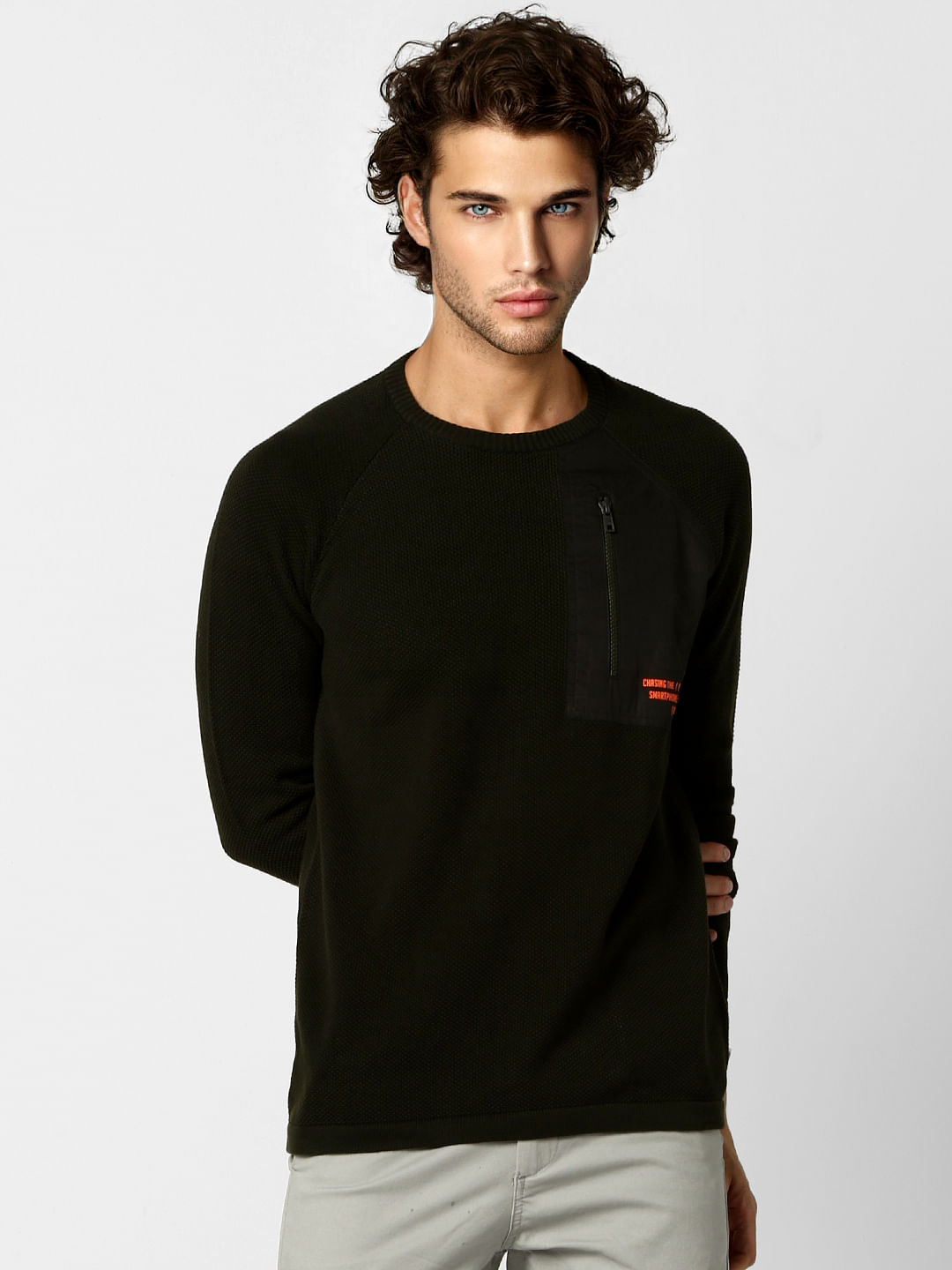 Dark Green Textured Pullover
