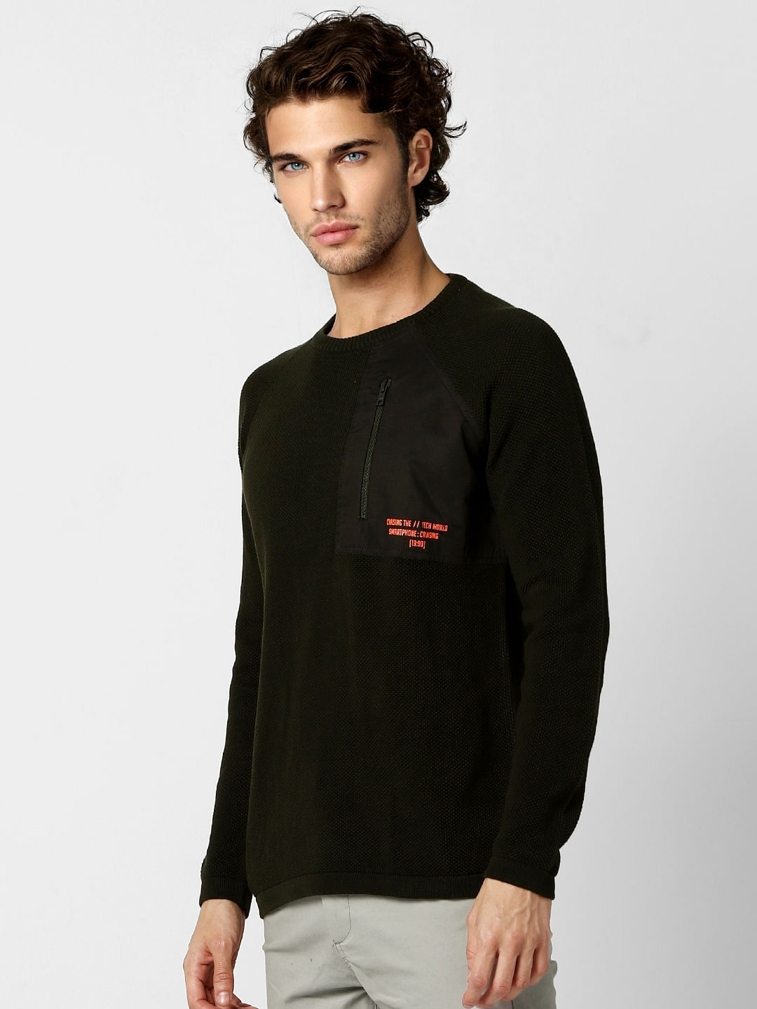 Dark Green Textured Pullover