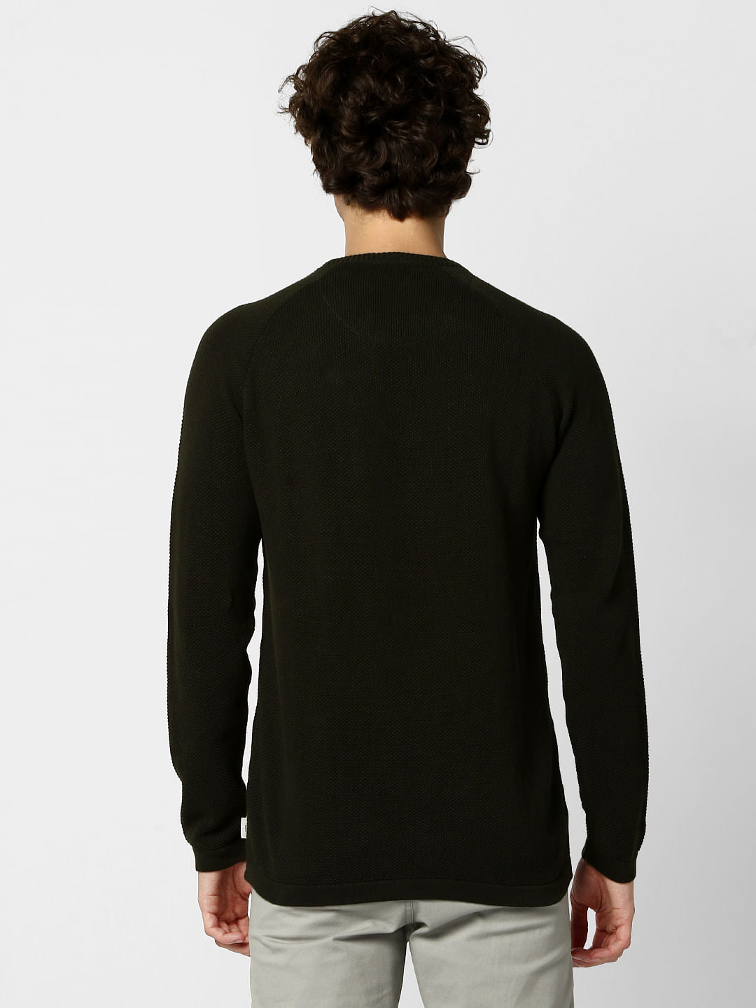Dark Green Textured Pullover