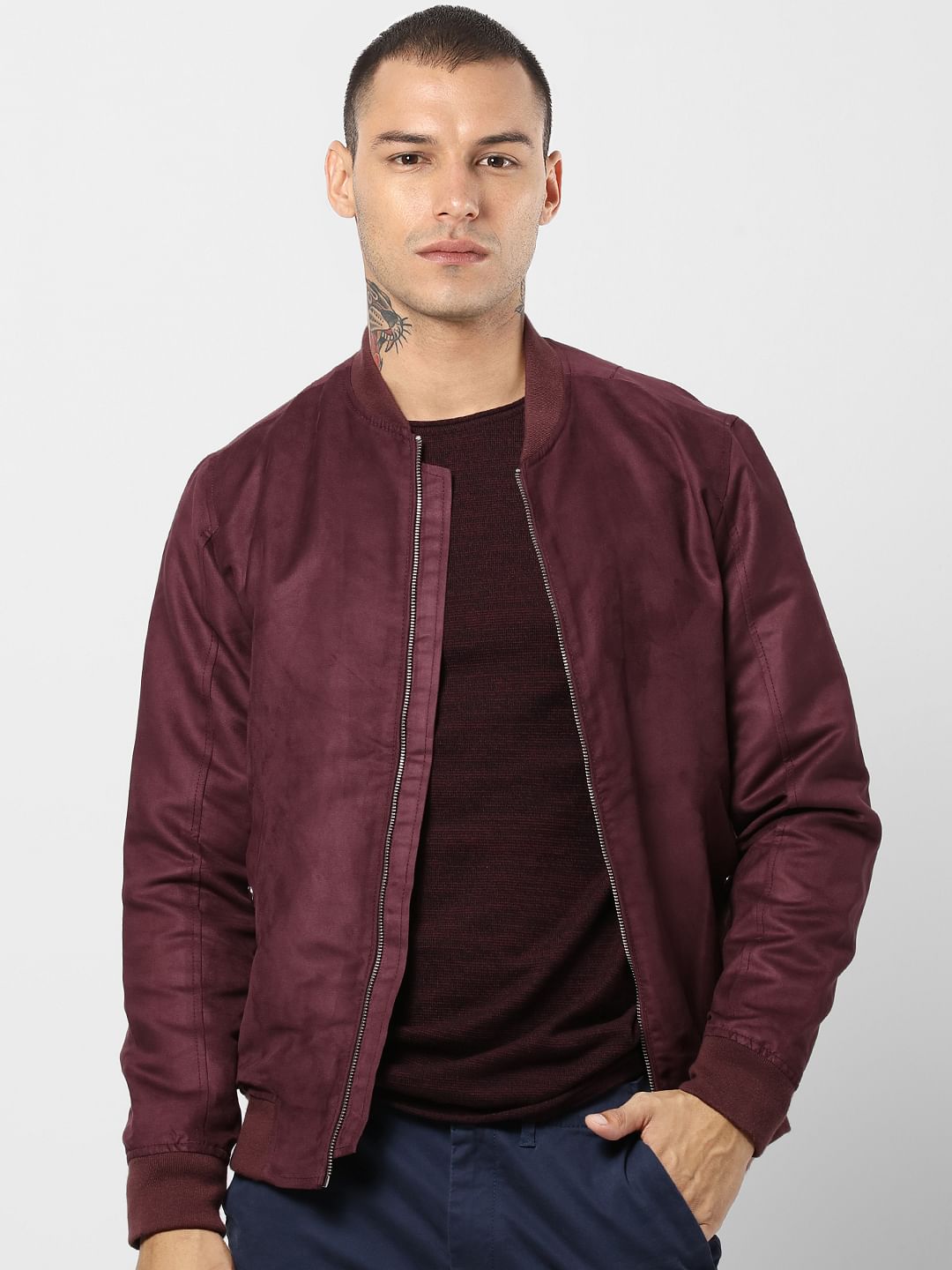 Burgundy Bomber Jacket