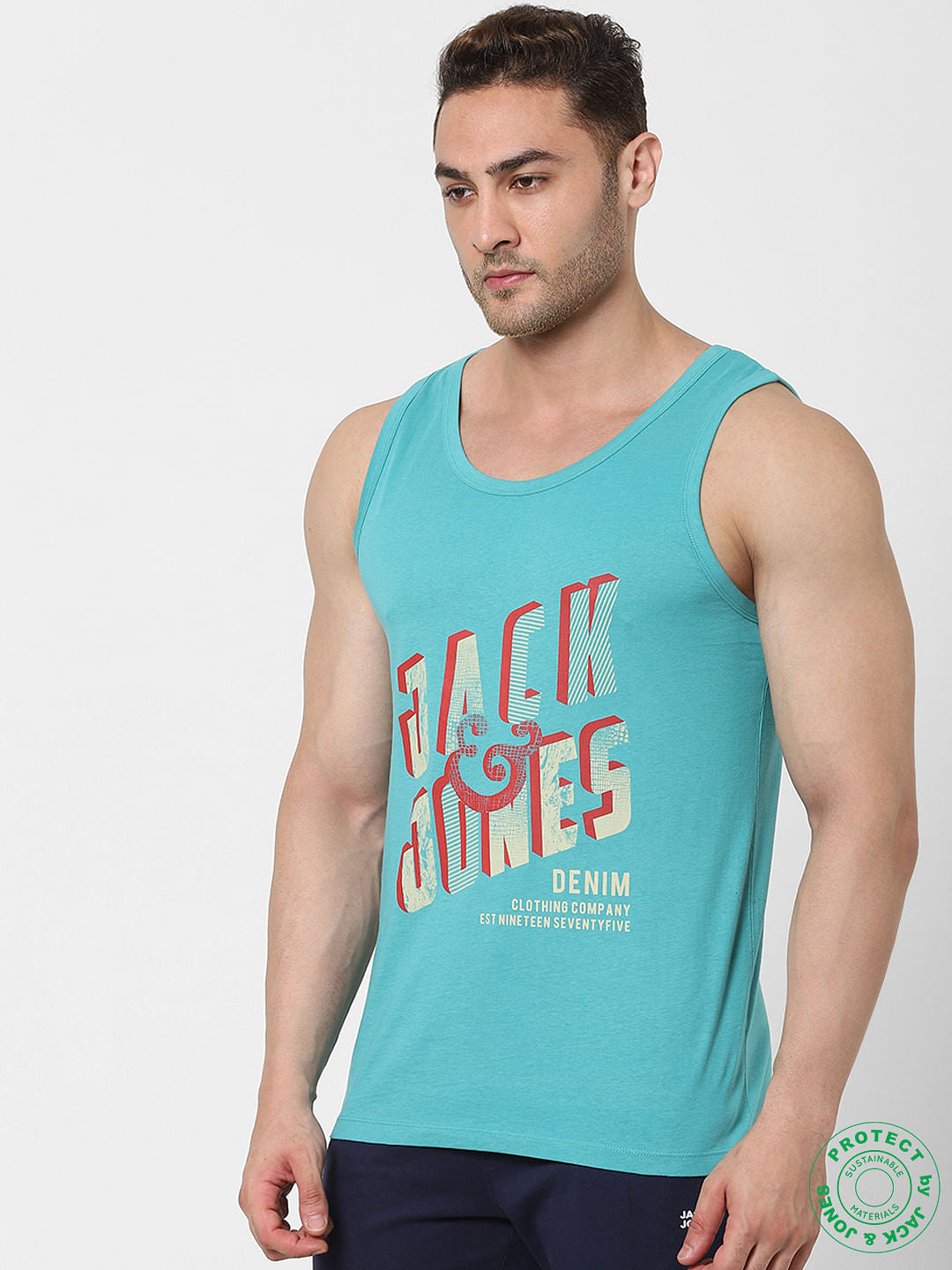 Blue Logo Print Vest