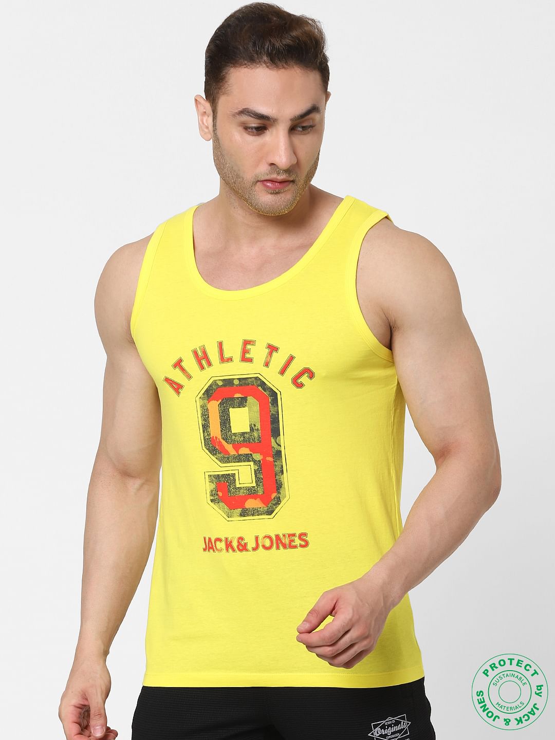 Yellow Logo Print Vest