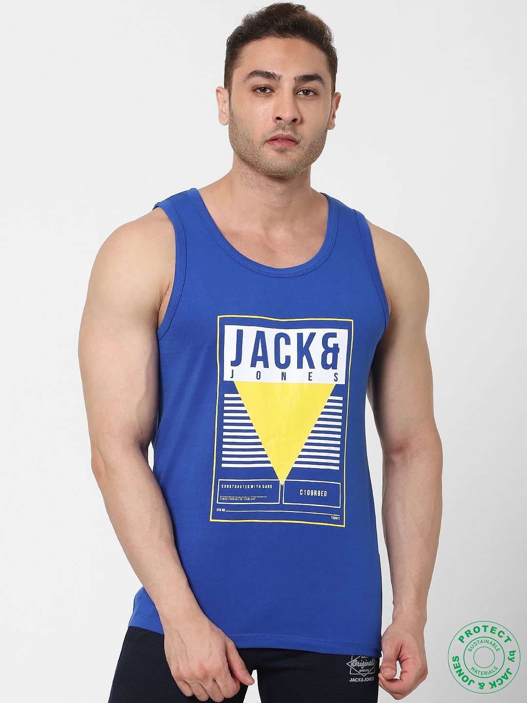 Blue Logo Print Vest