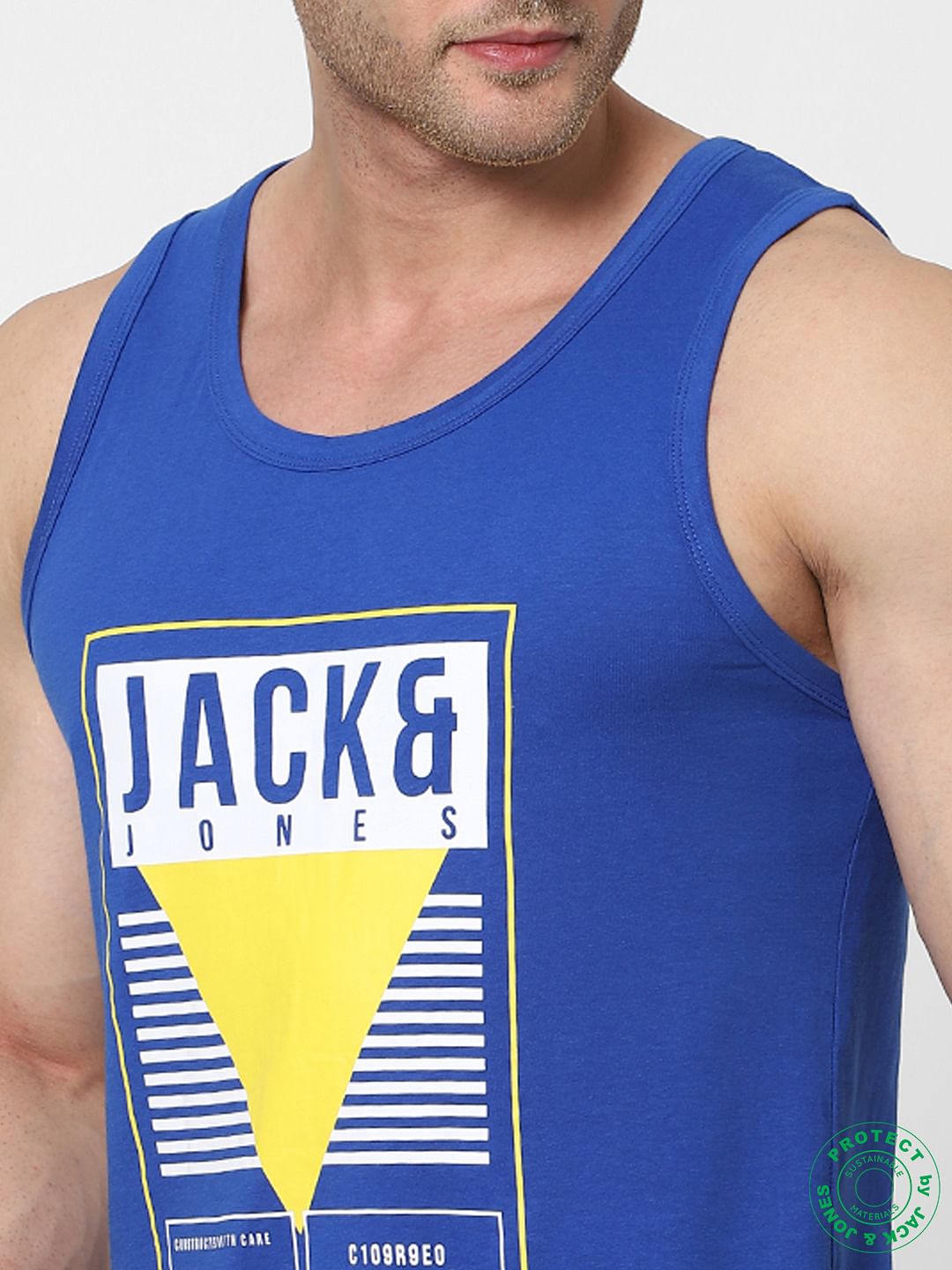 Blue Logo Print Vest
