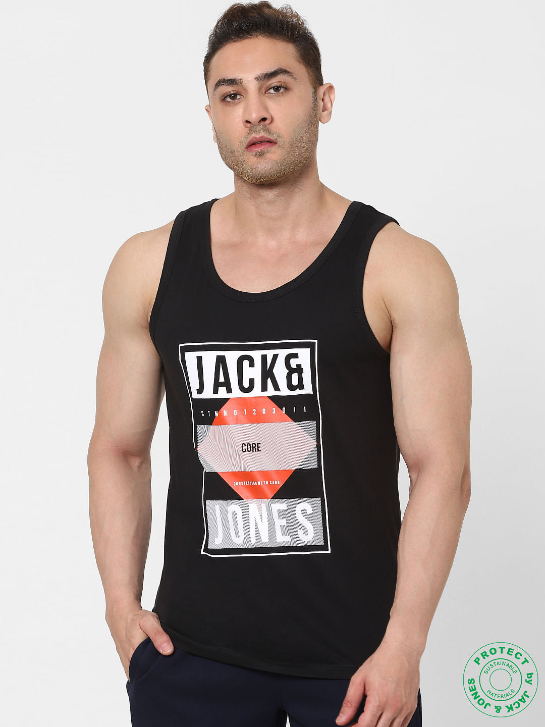 Black Logo Print Vest