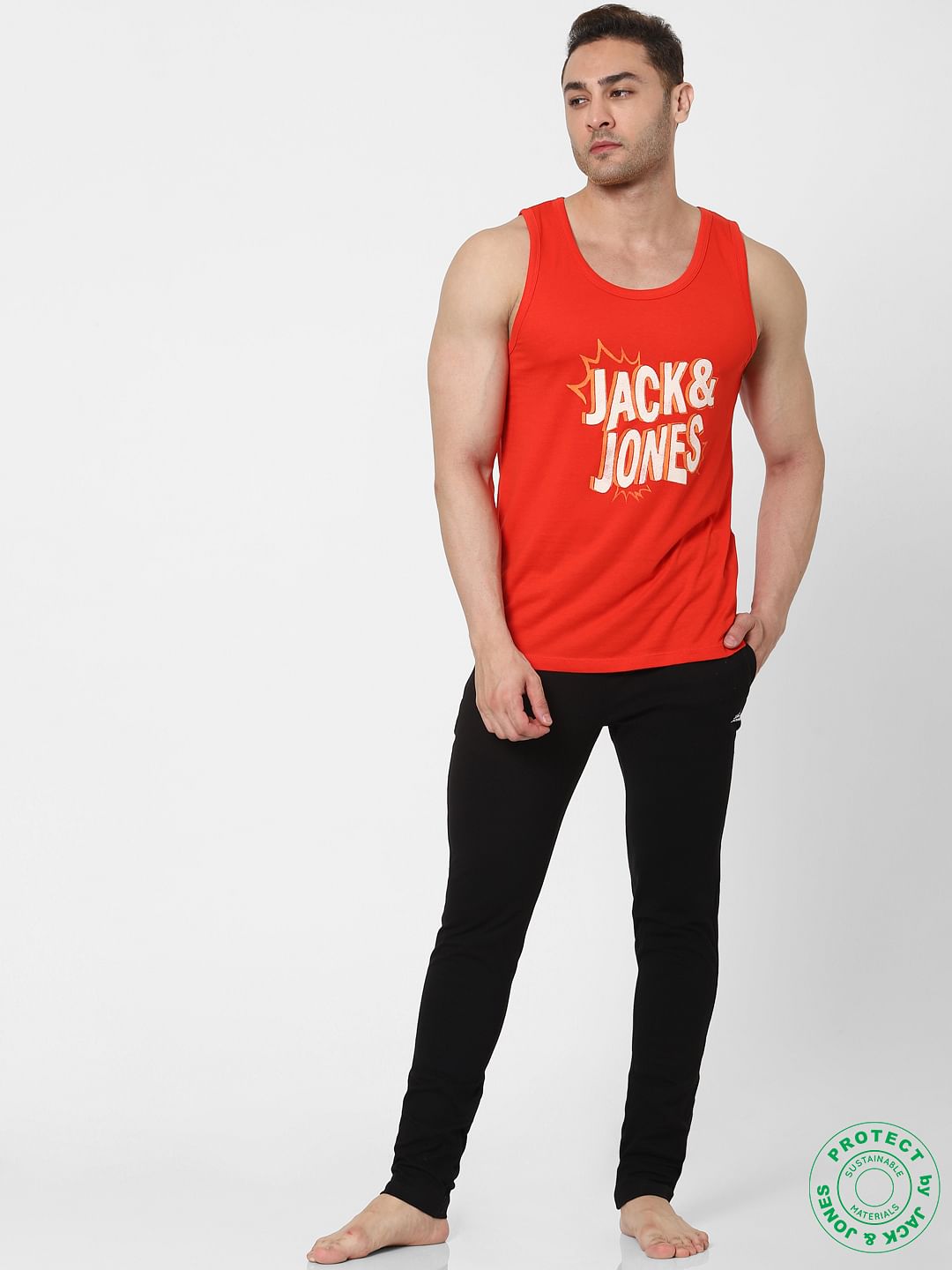 Red Logo Print Vest