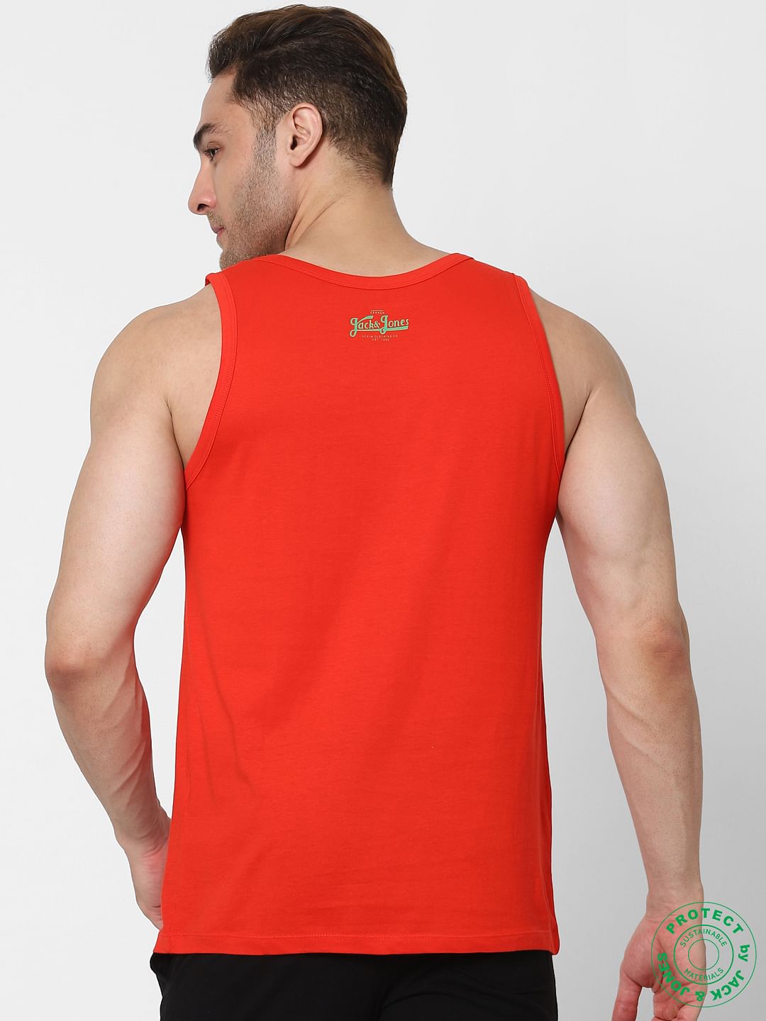 Red Logo Print Vest