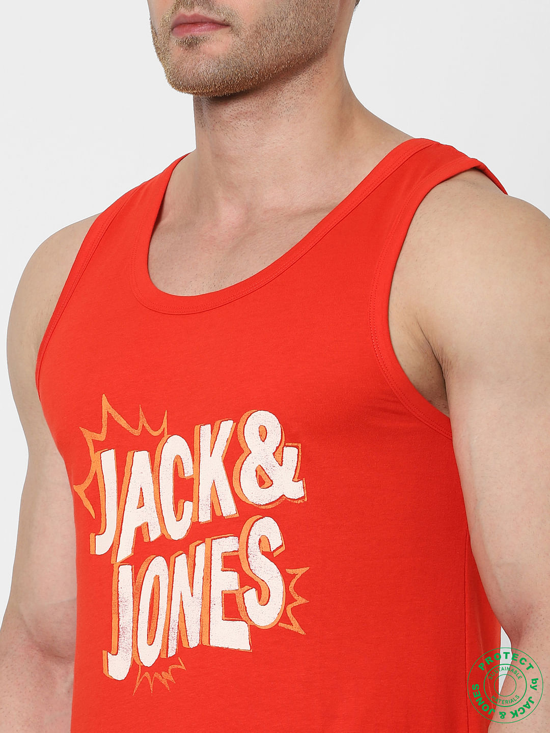 Red Logo Print Vest