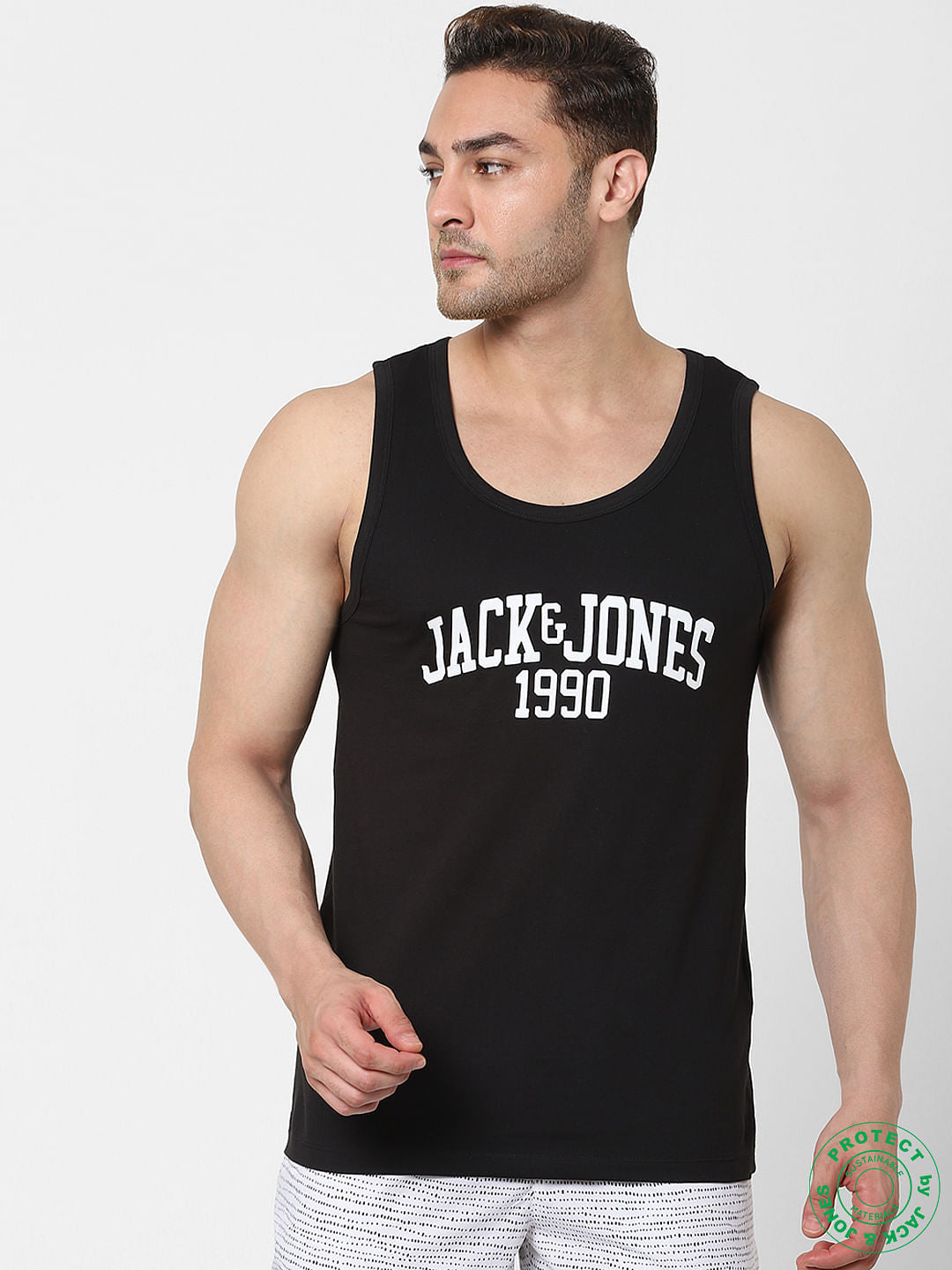 Black Logo Print Vest