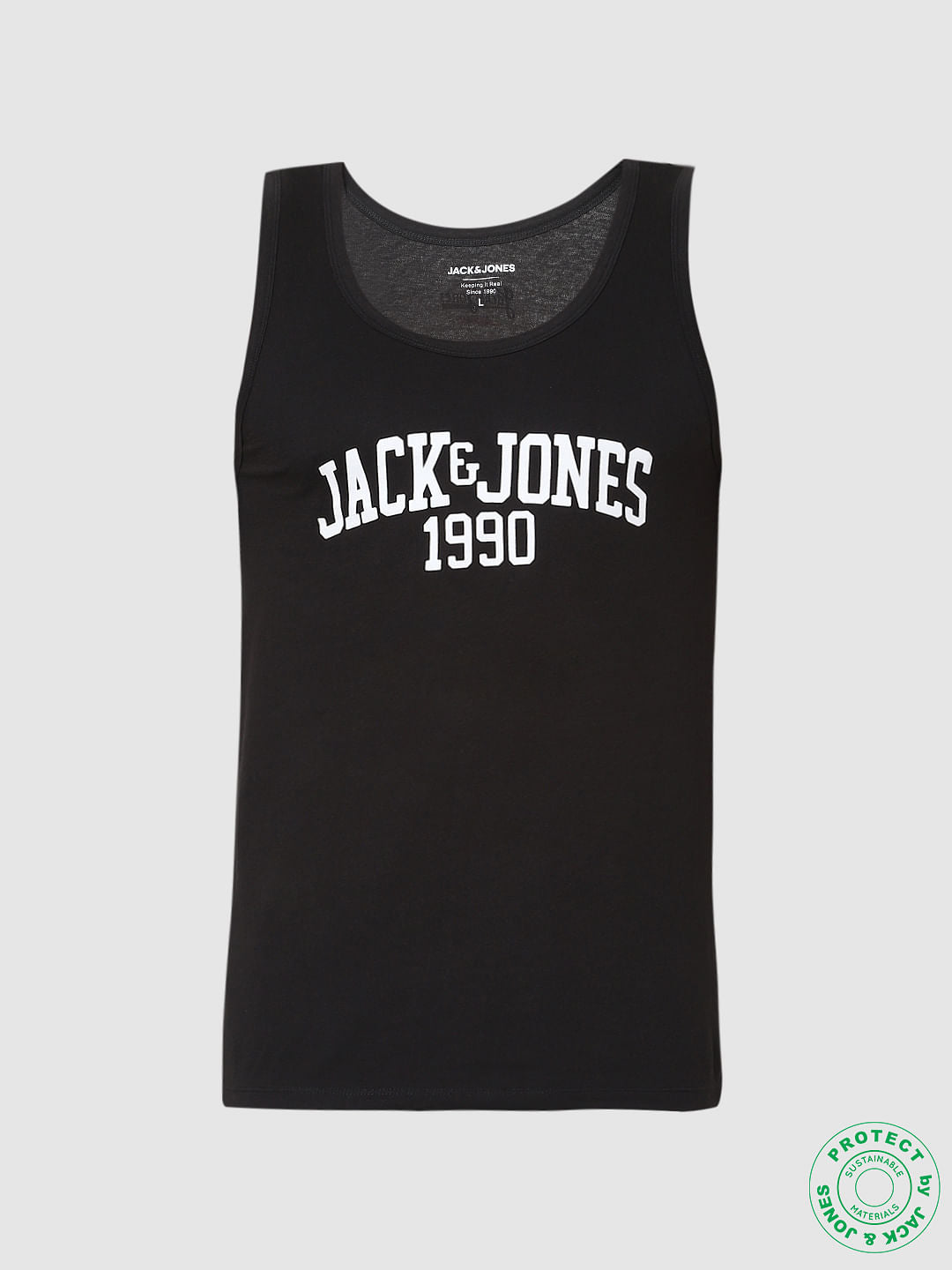 Black Logo Print Vest