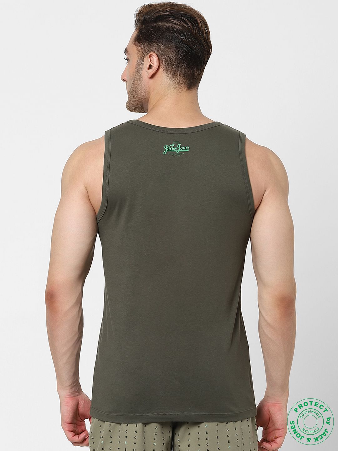 Green Slogan Print Vest