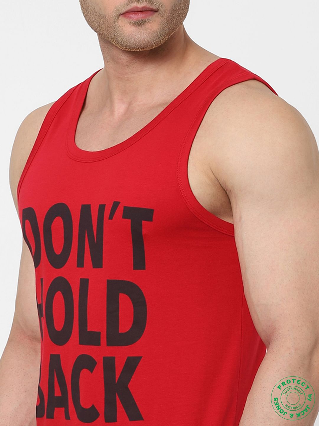 Red Slogan Print Vest
