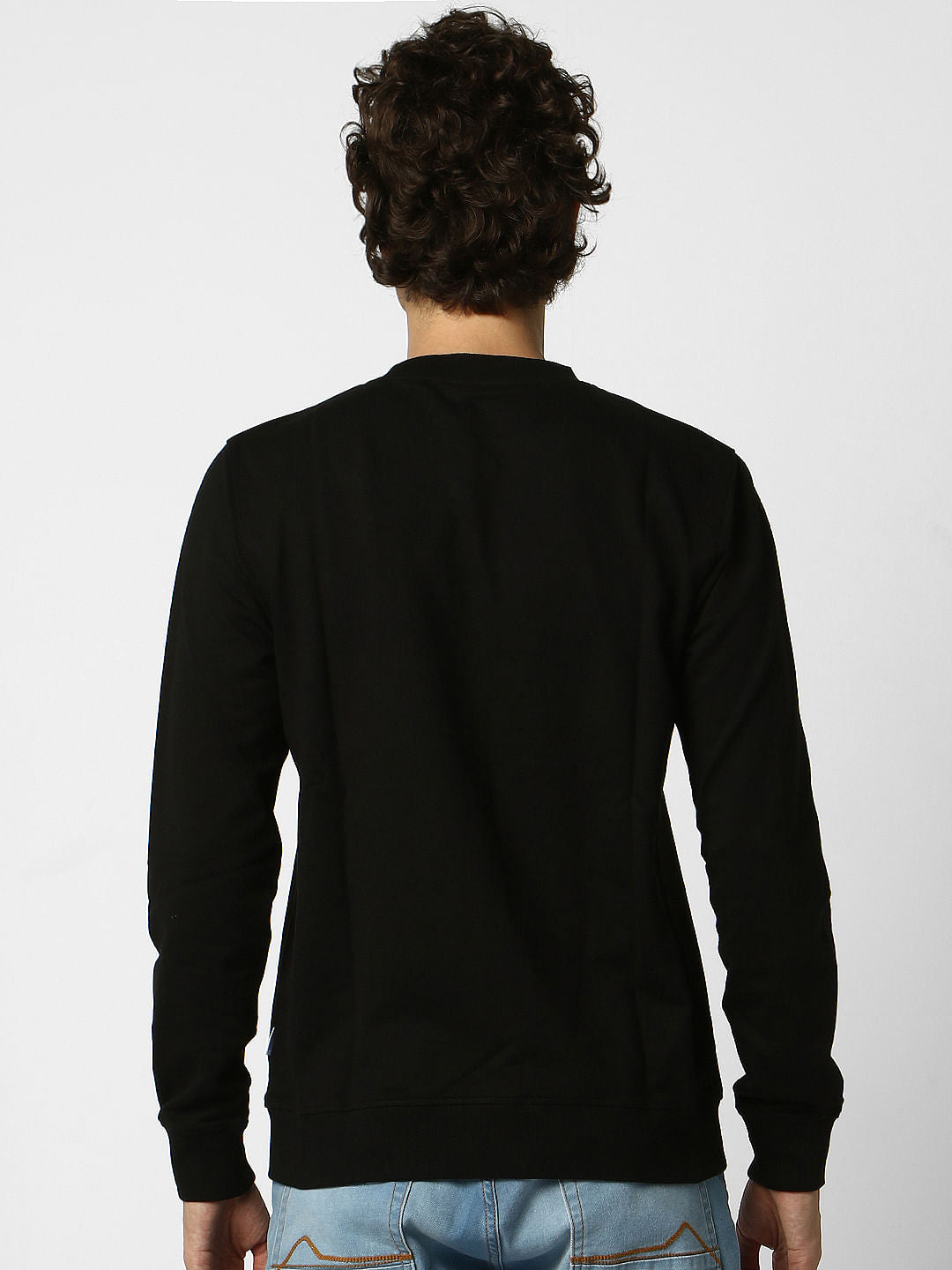 Black Embroidered Logo Print Sweatshirt