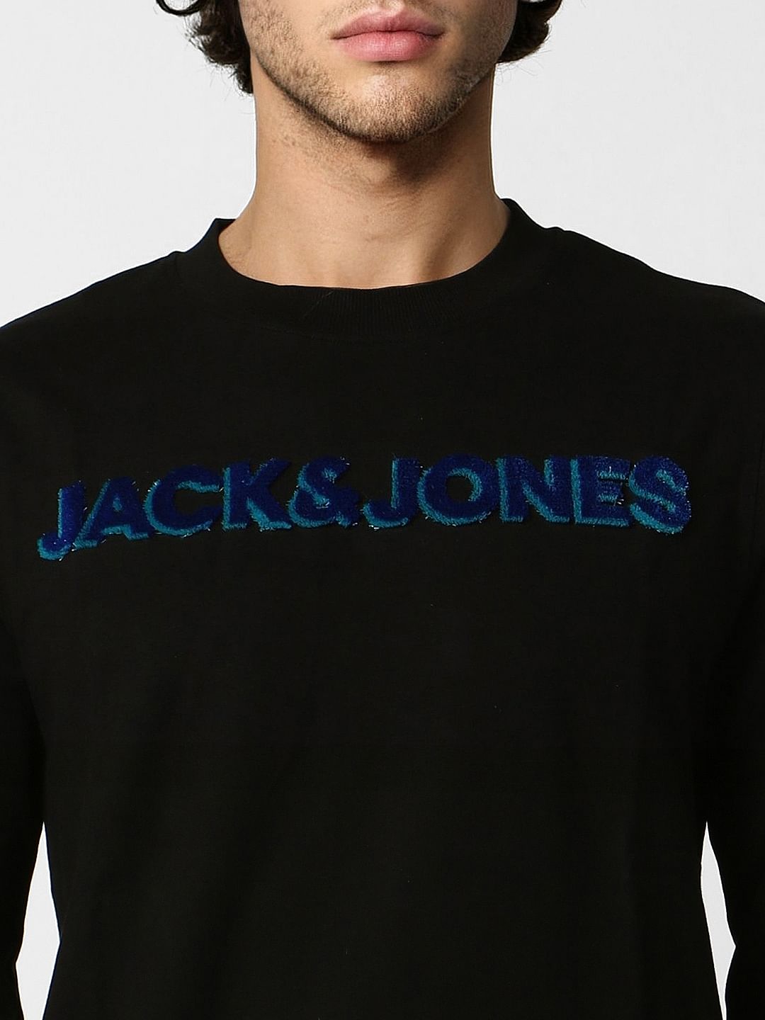Black Embroidered Logo Print Sweatshirt