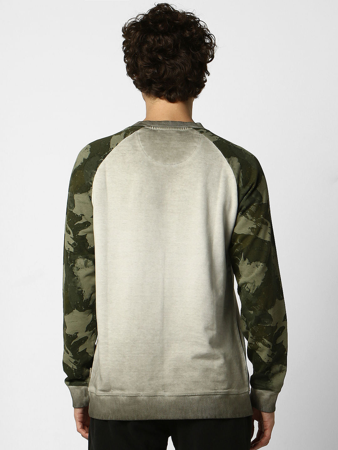Grey Camo Print Washed Sweatshirt