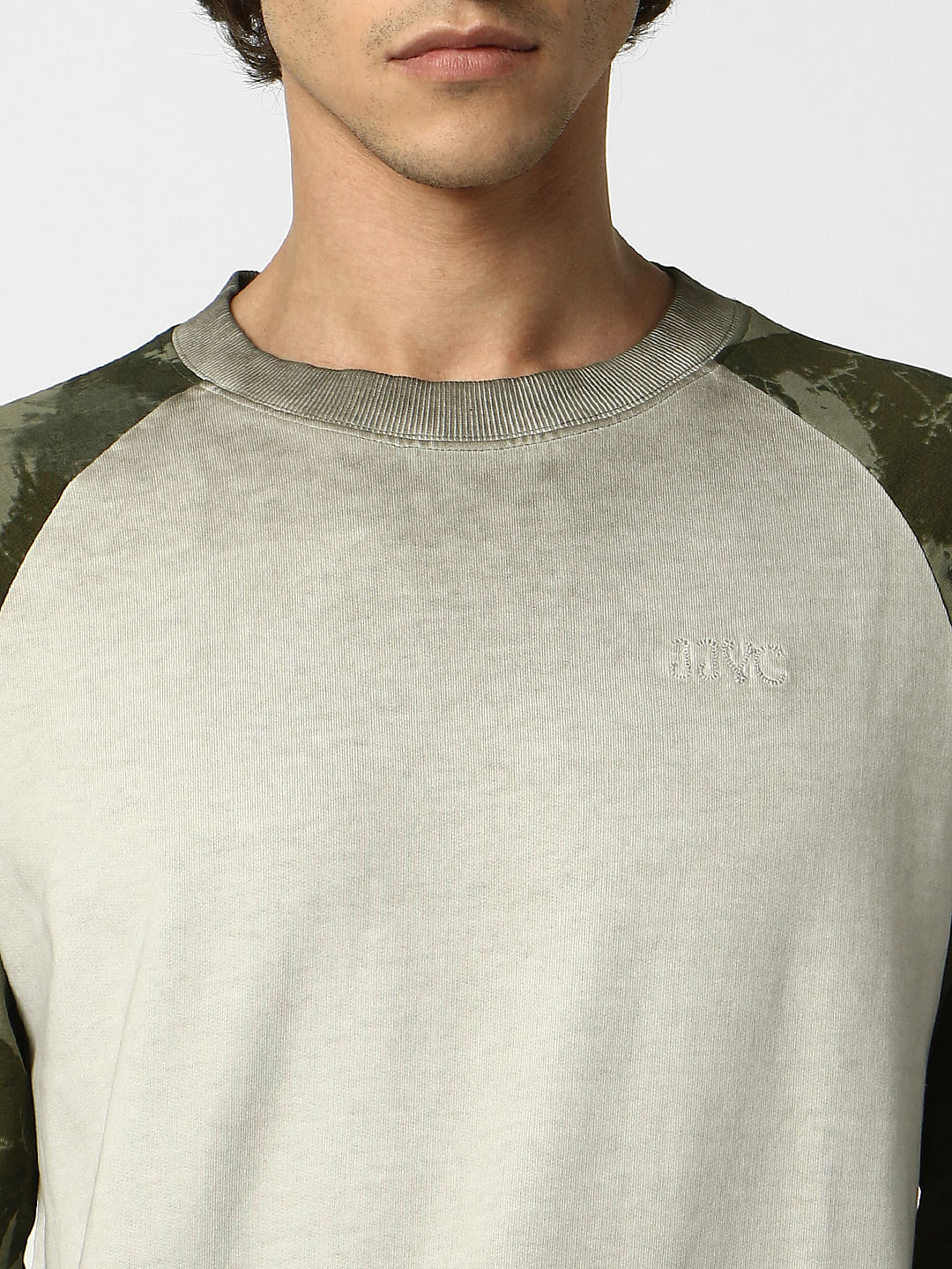 Grey Camo Print Washed Sweatshirt