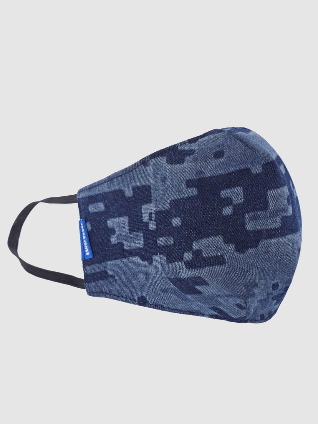 Blue All Over Print Lightweight Denim 3PLY Mask