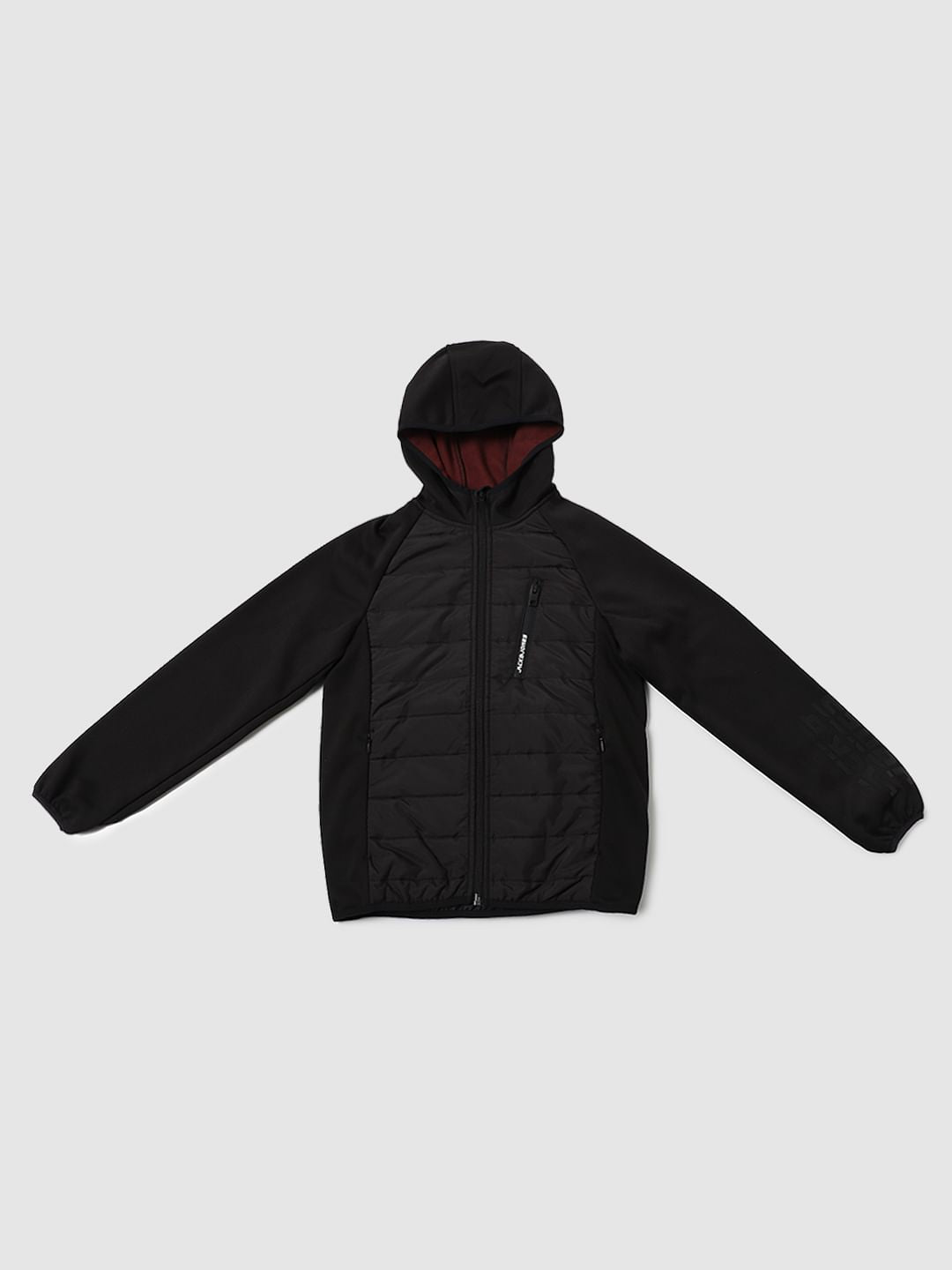 Boys Black Hooded Puffer Jacket