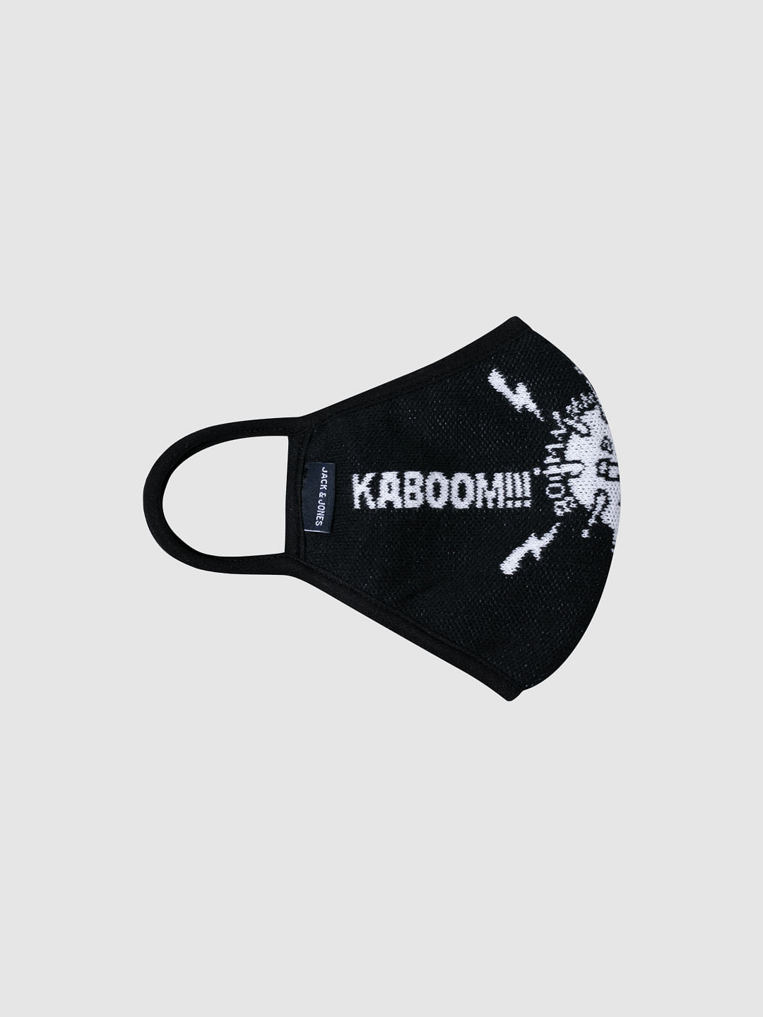 Black Text Print Knit 3PLY Mask
