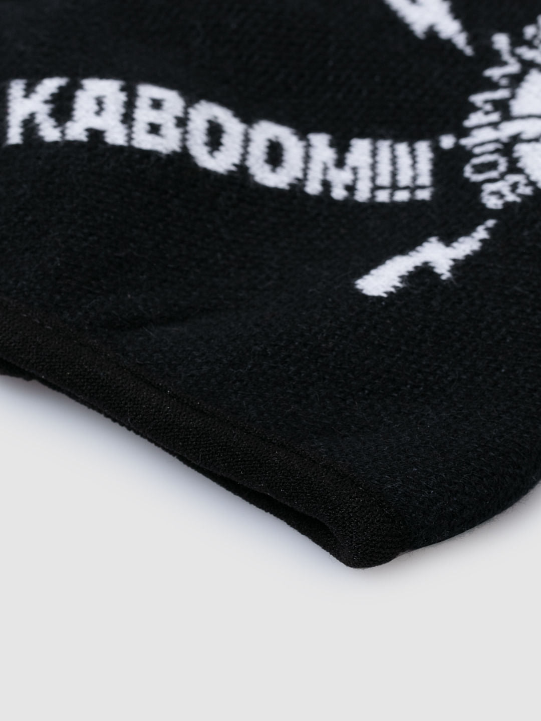 Black Text Print Knit 3PLY Mask