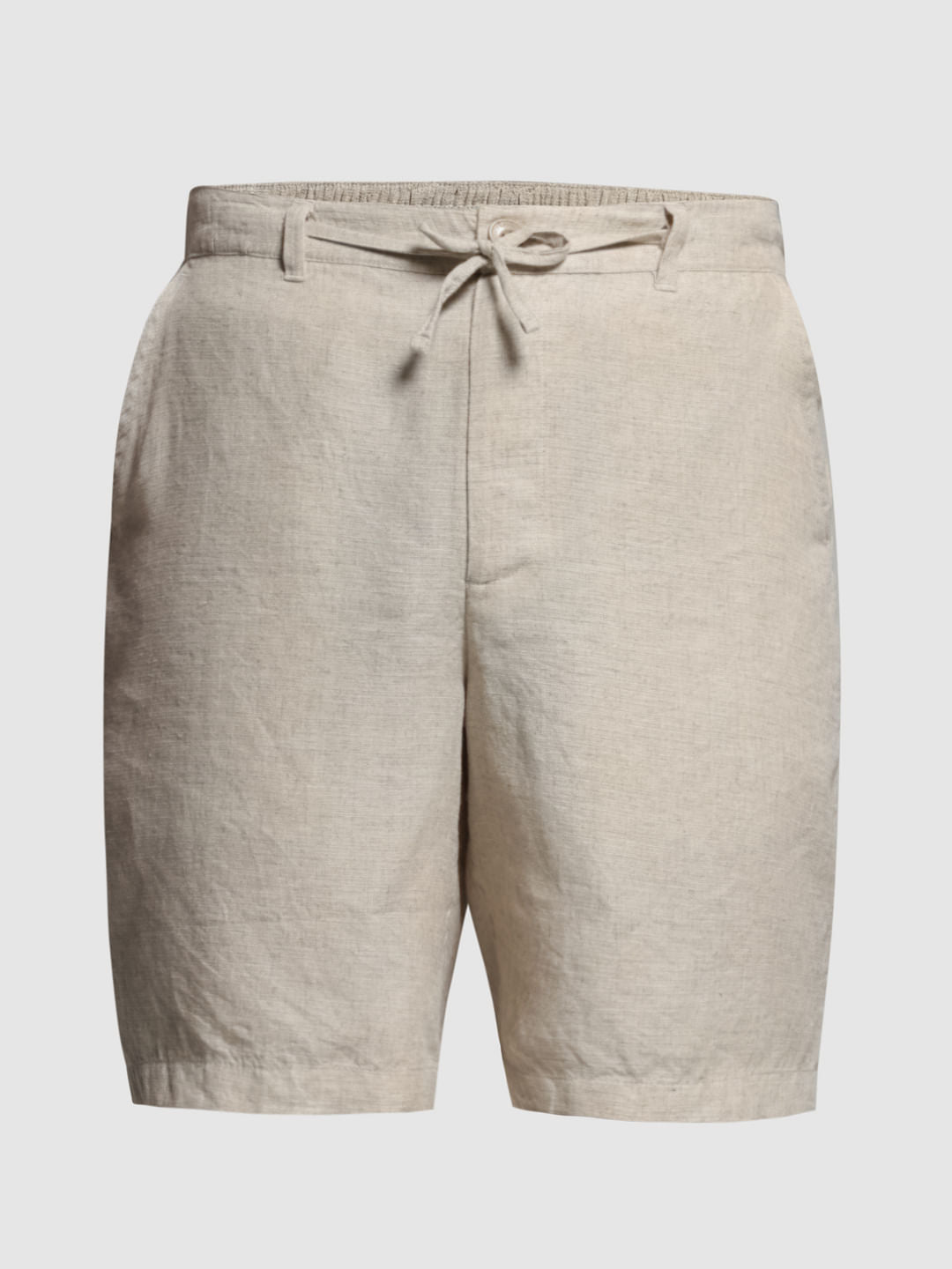 Beige Mid Rise Co-ord Set Shorts