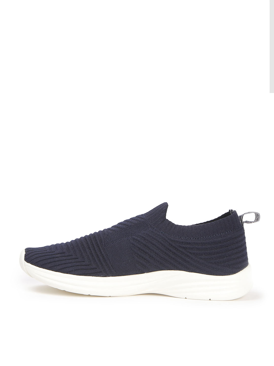Navy Blue Knit Slip Ons
