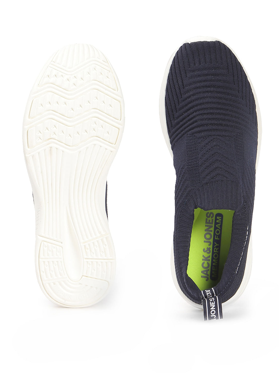 Navy Blue Knit Slip Ons