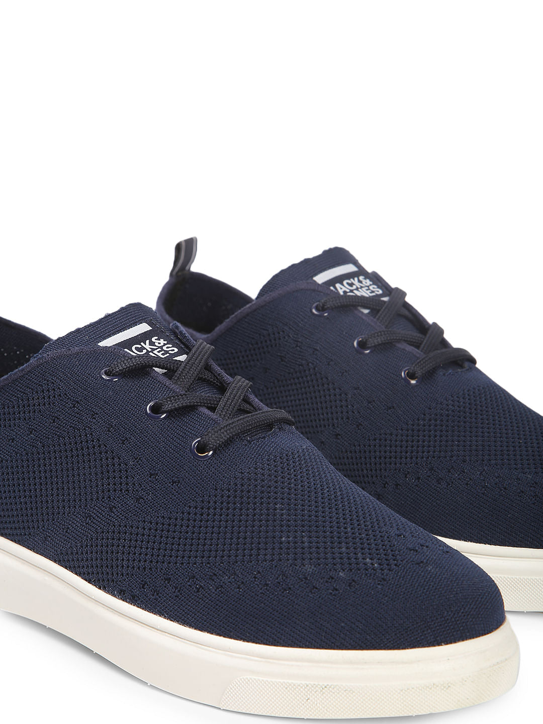 Blue Knit Lace Up Sneakers