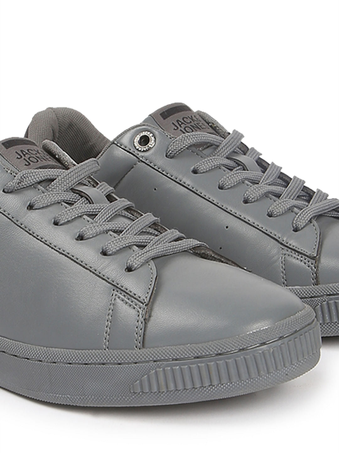 Grey Logo Print PU Sneakers