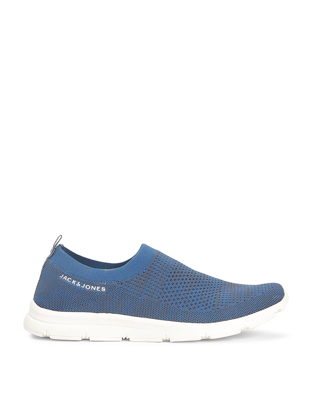 Blue Knit Slip On Sneakers