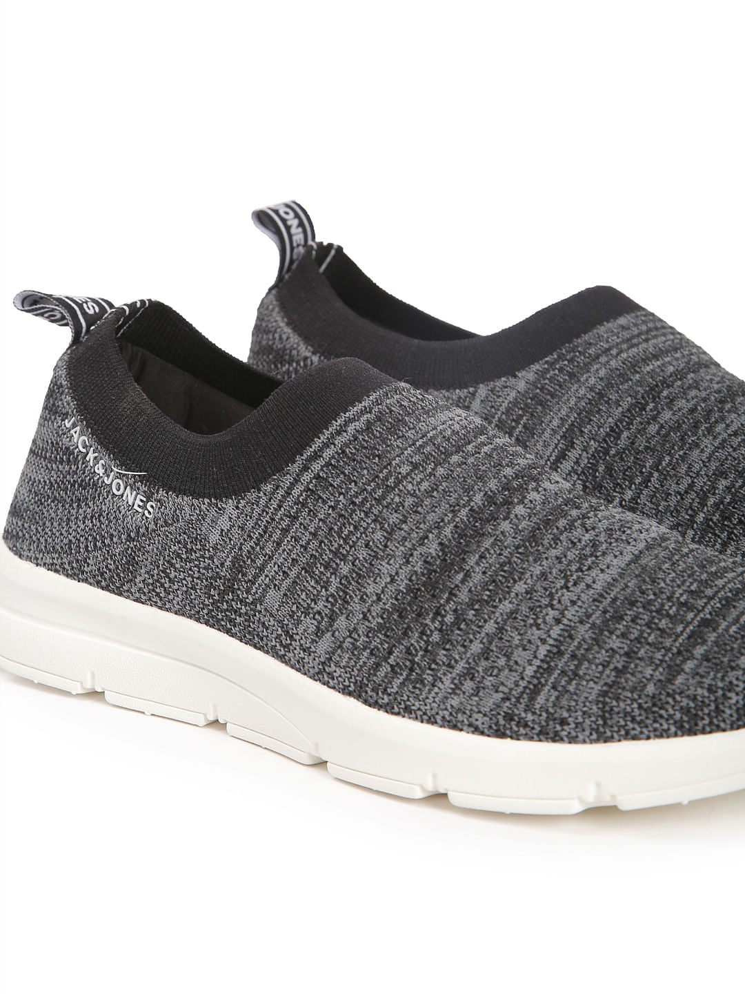 Grey Knit Slip On Sneakers
