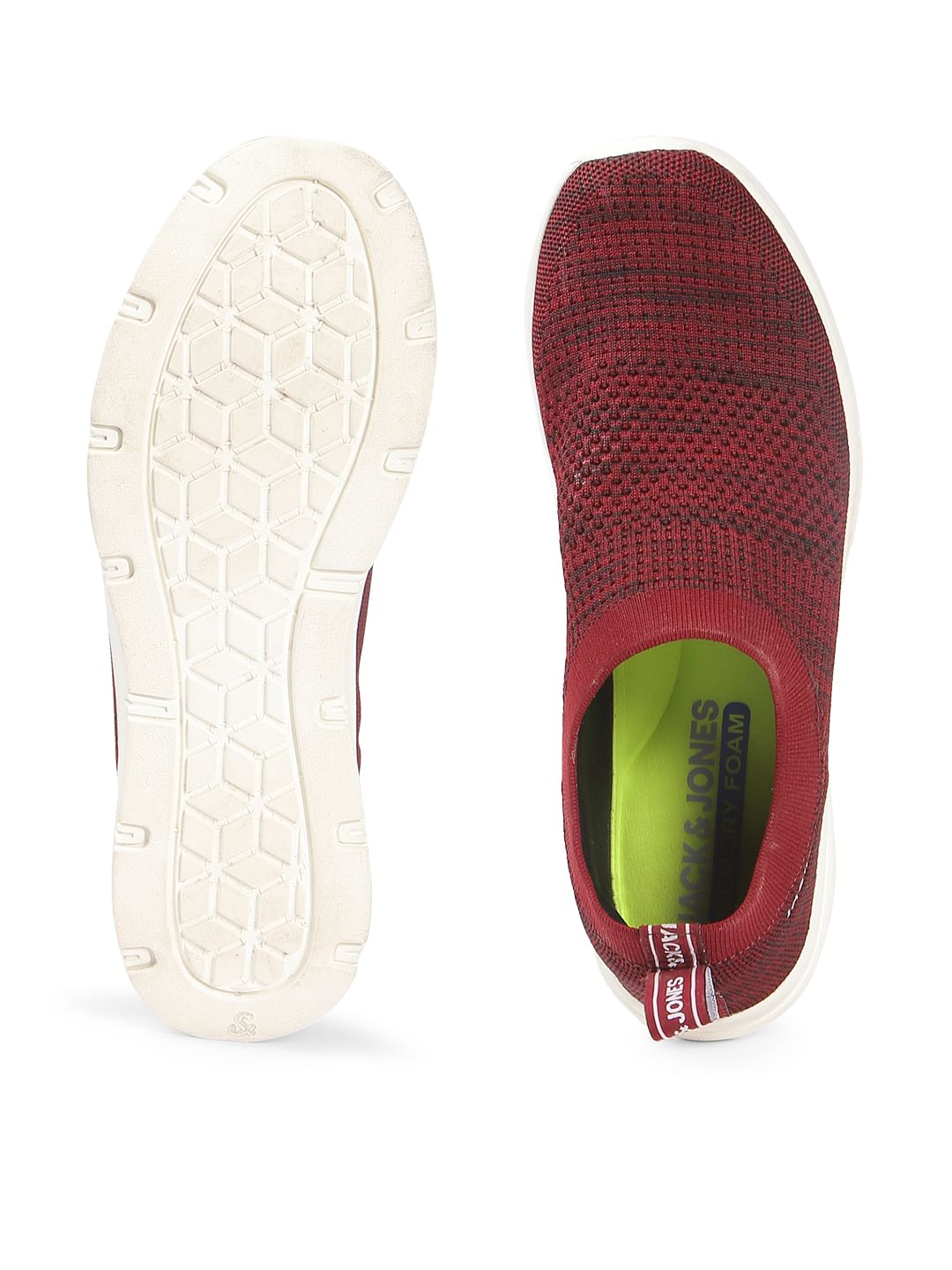 Red Knit Slip On Sneakers