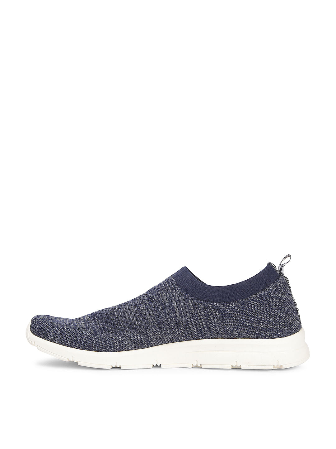 Navy Blue Knit Slip Ons