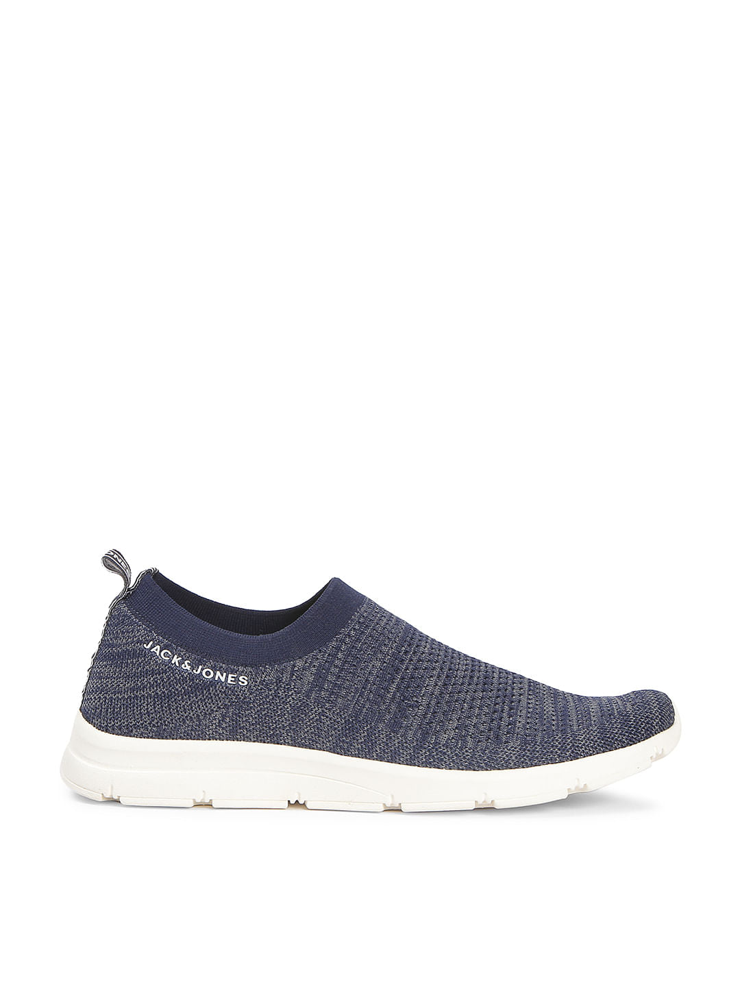 Navy Blue Knit Slip Ons