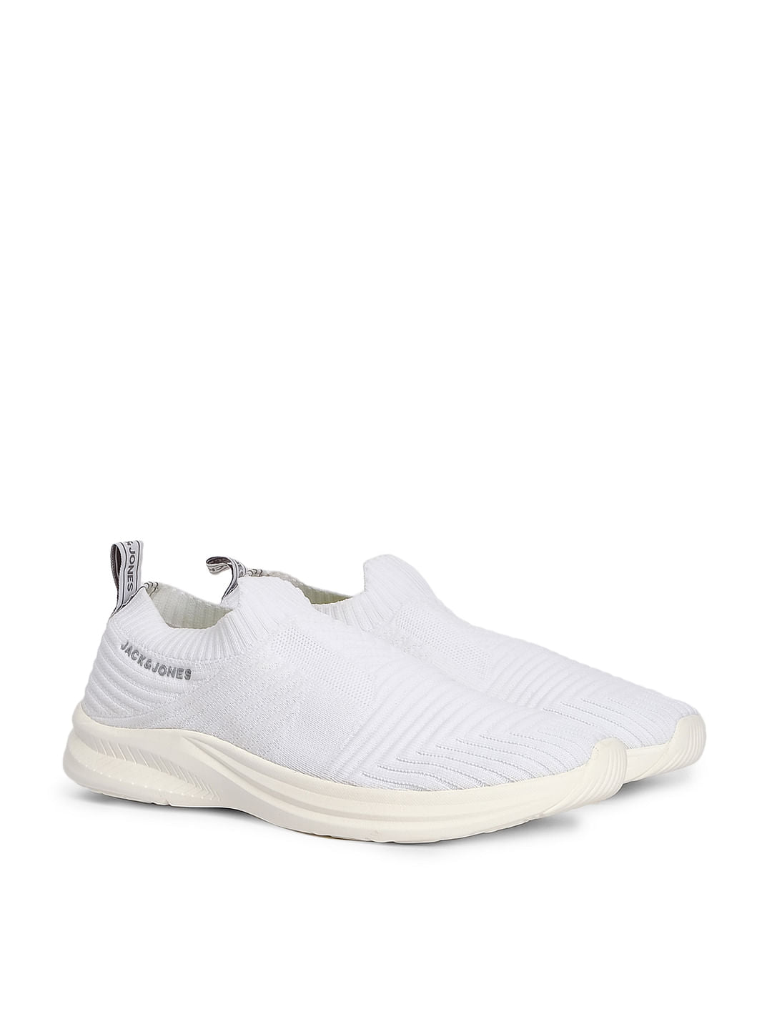 White Knit Slip Ons